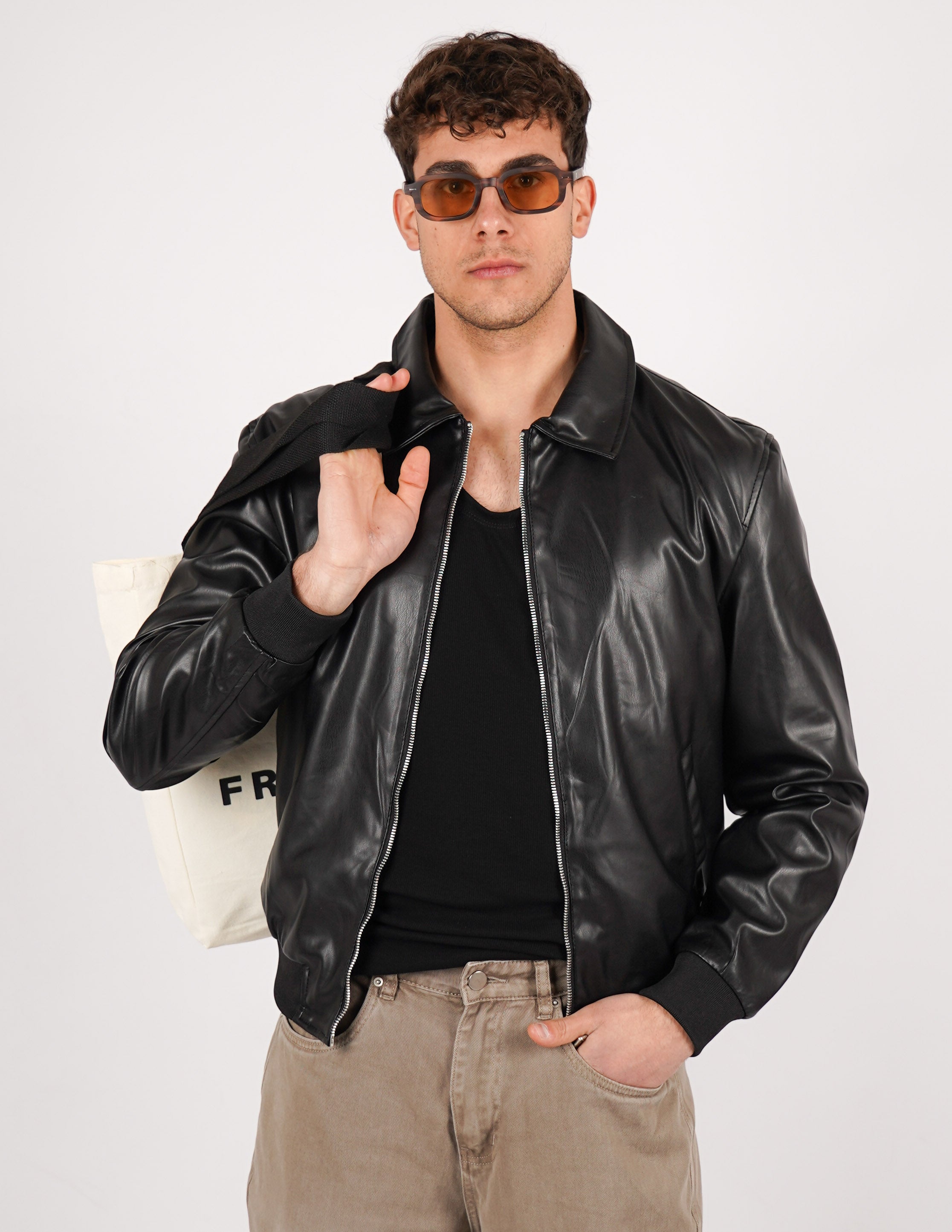 GIUBBINO UOMO CON COLLO TINTA UNITA