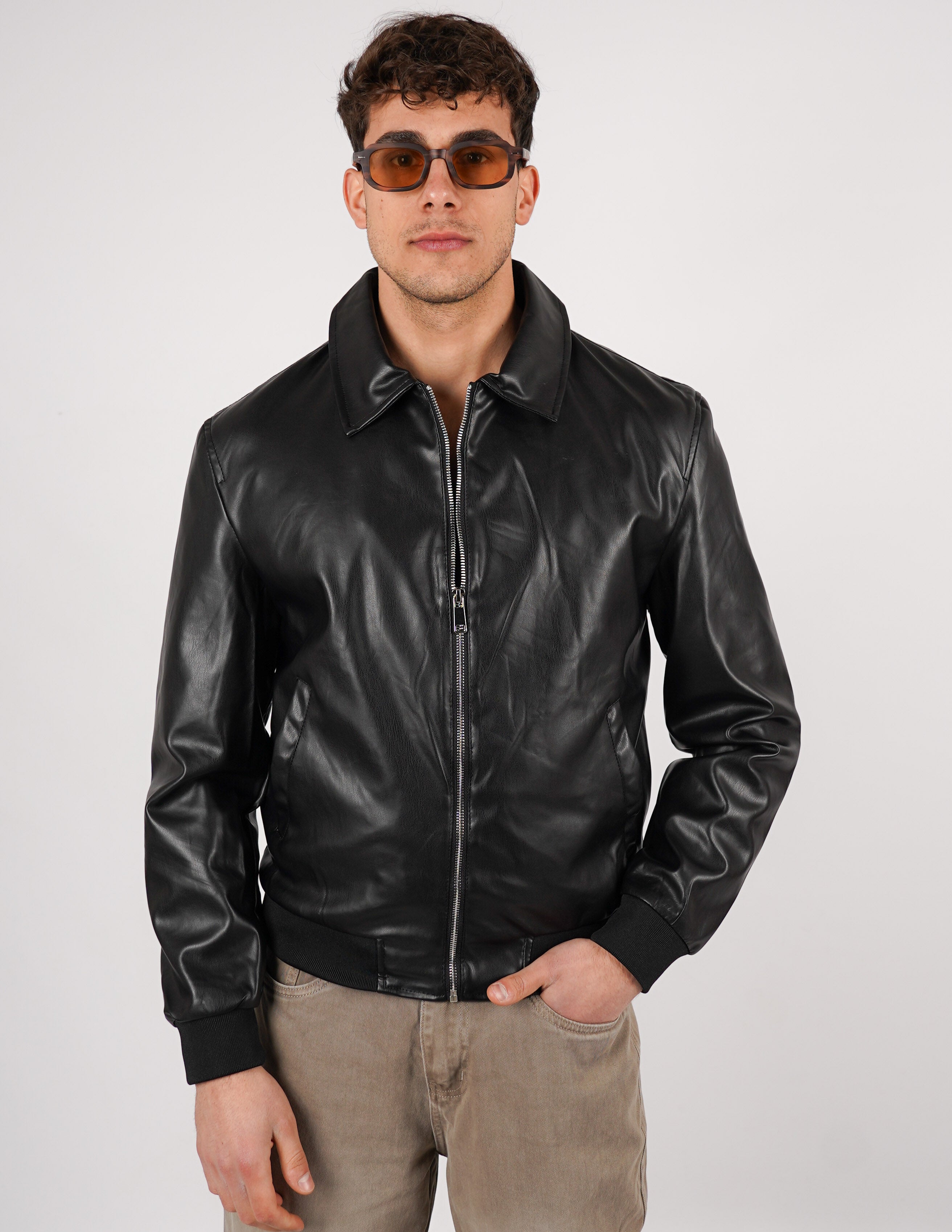 GIUBBINO UOMO CON COLLO TINTA UNITA