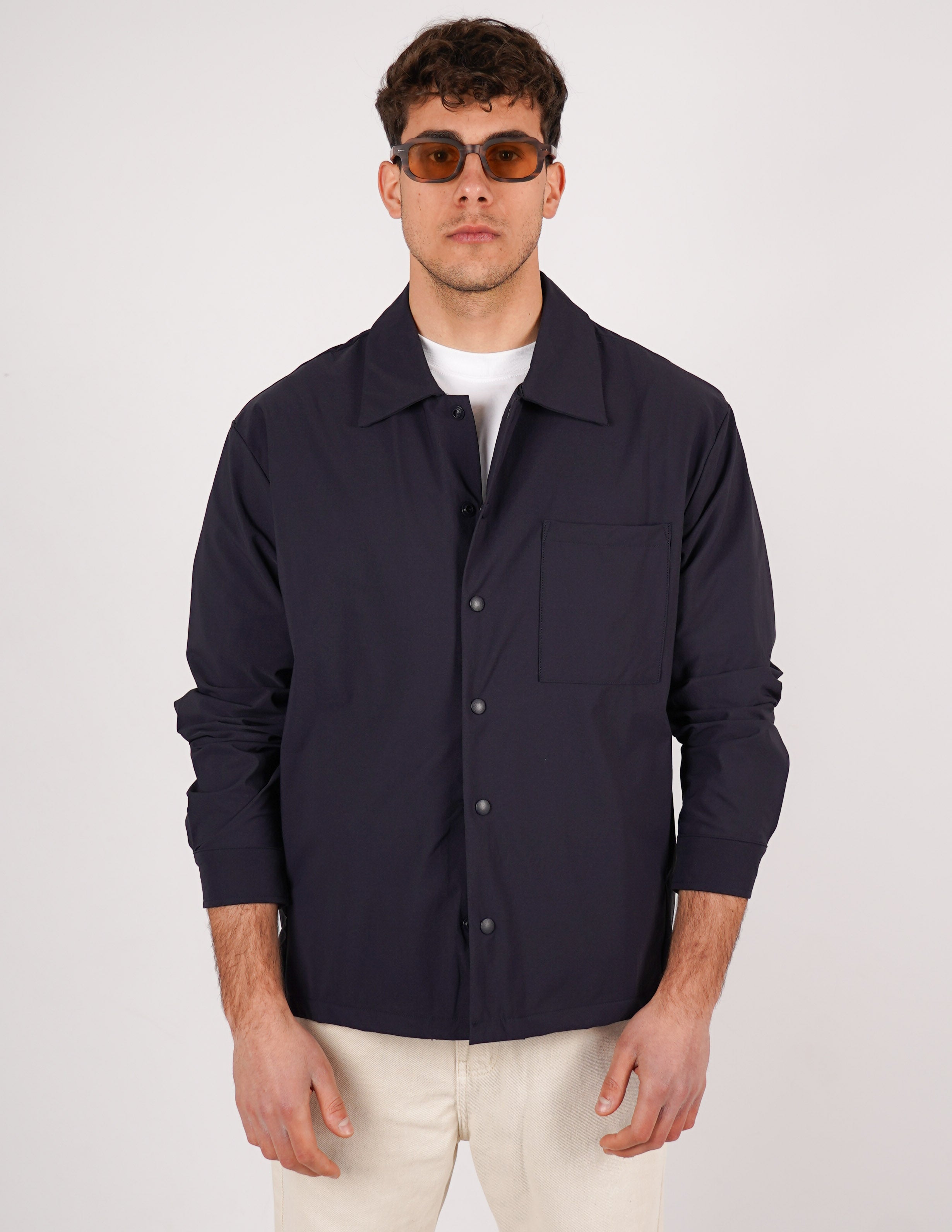 CAMICIA TINTA UNITA BOTTONE AUTOMATICO