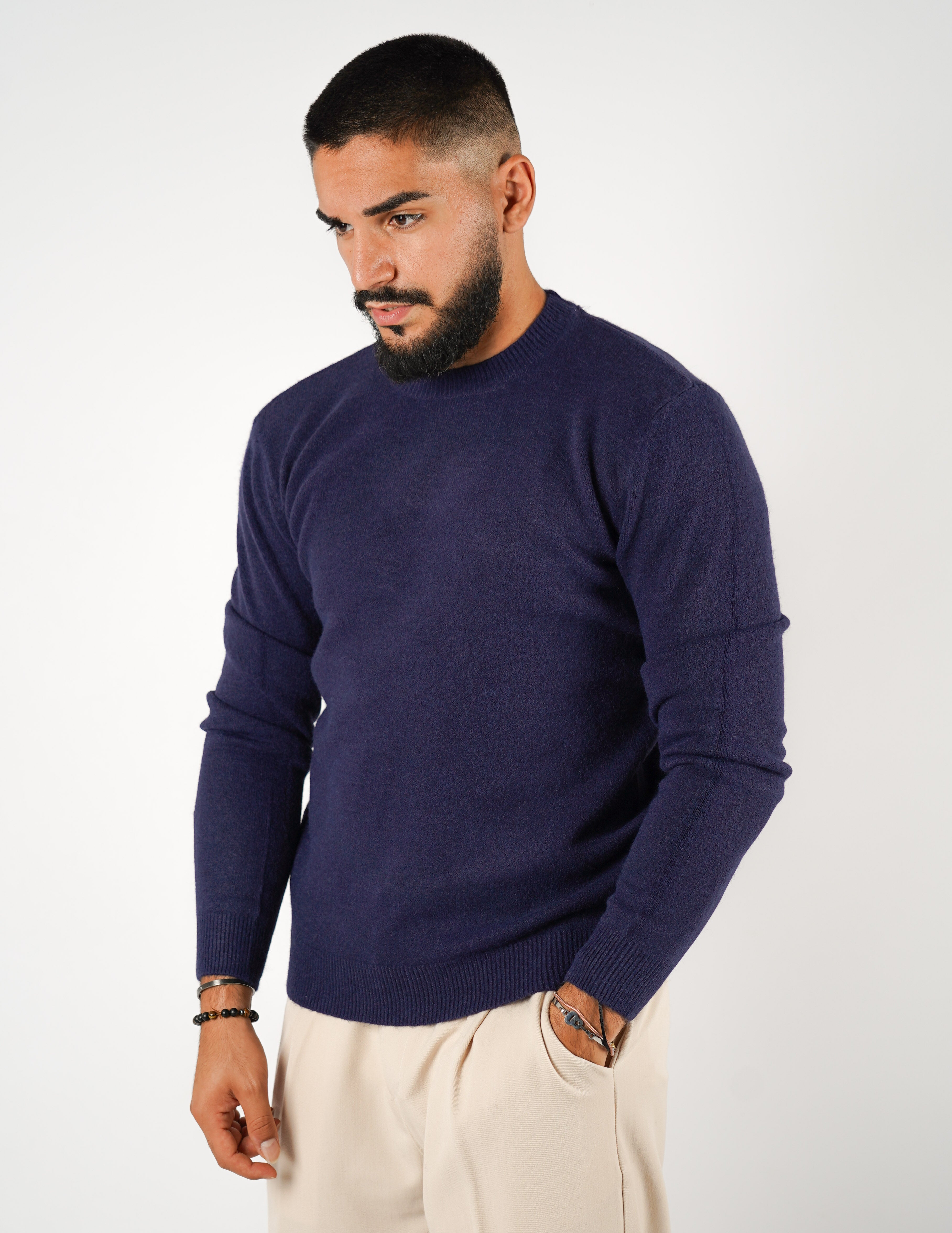 maglione girocollo misto lana