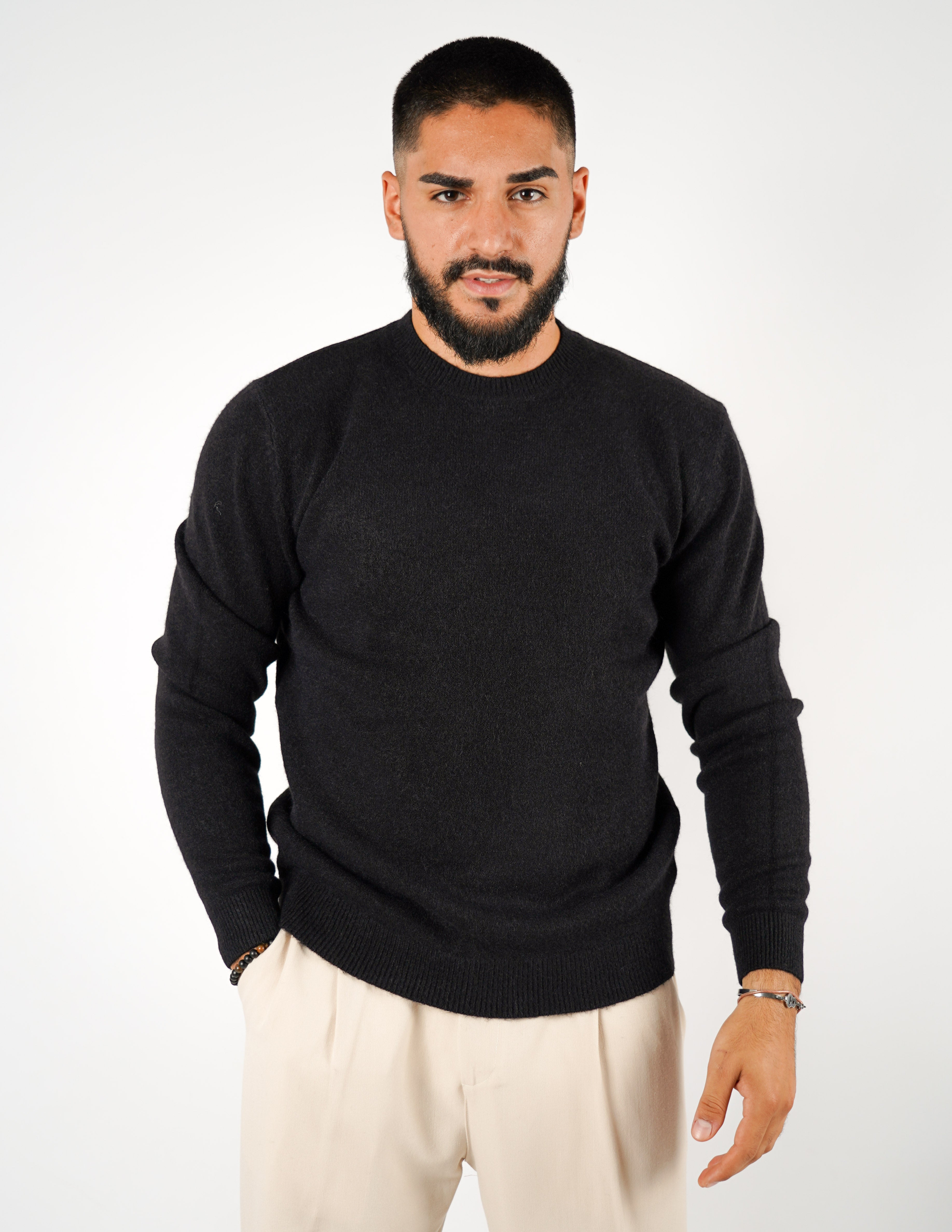maglione girocollo misto lana