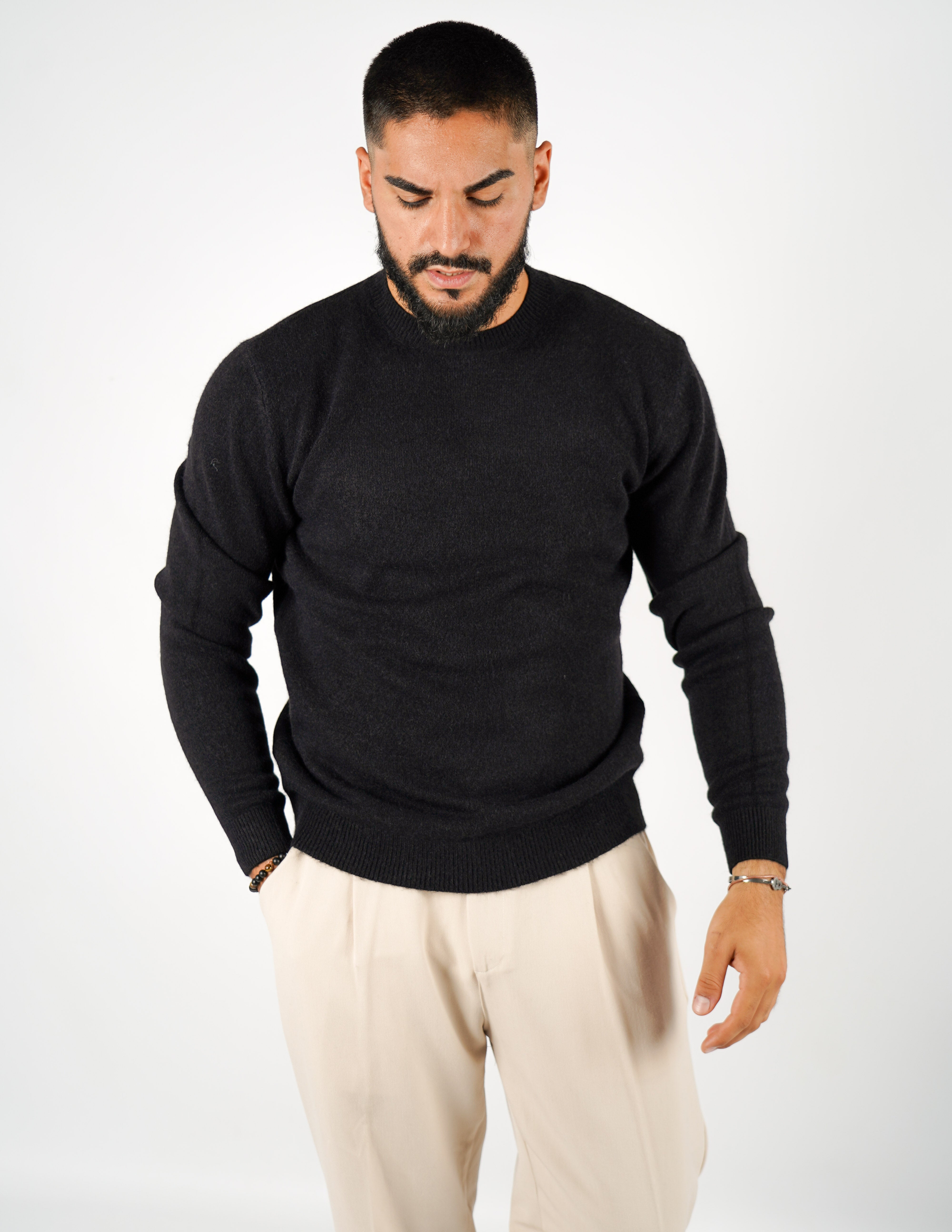 maglione girocollo misto lana
