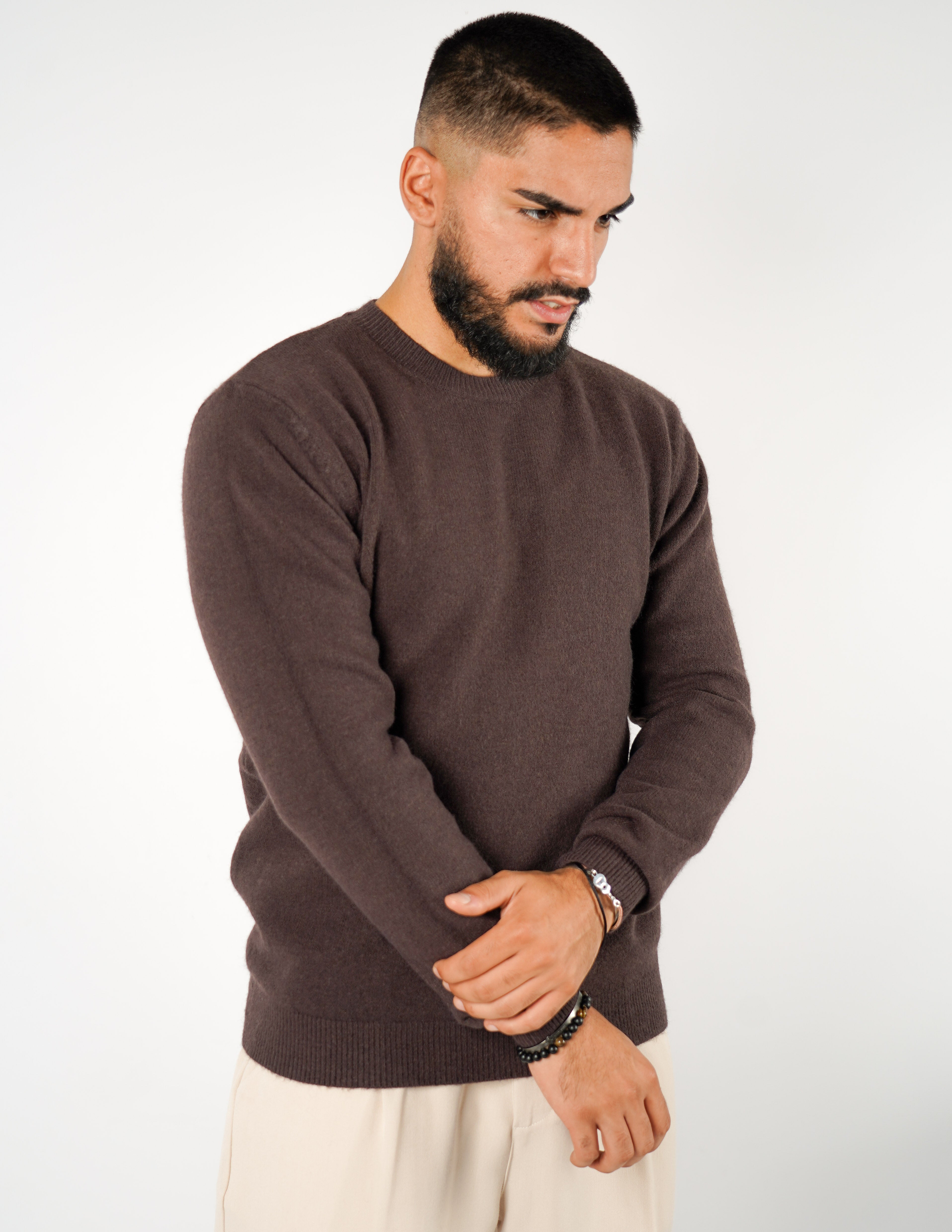 maglione girocollo misto lana