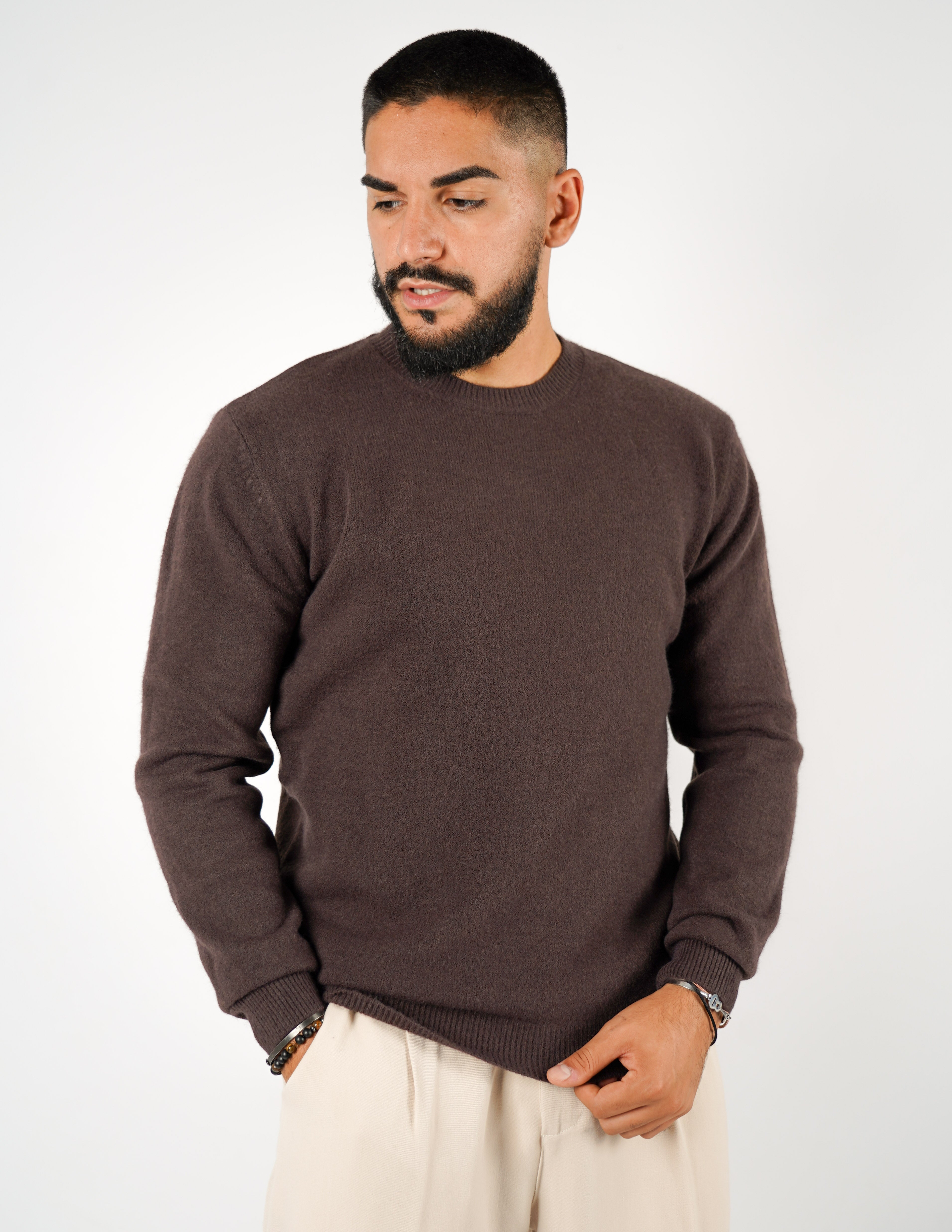 maglione girocollo misto lana