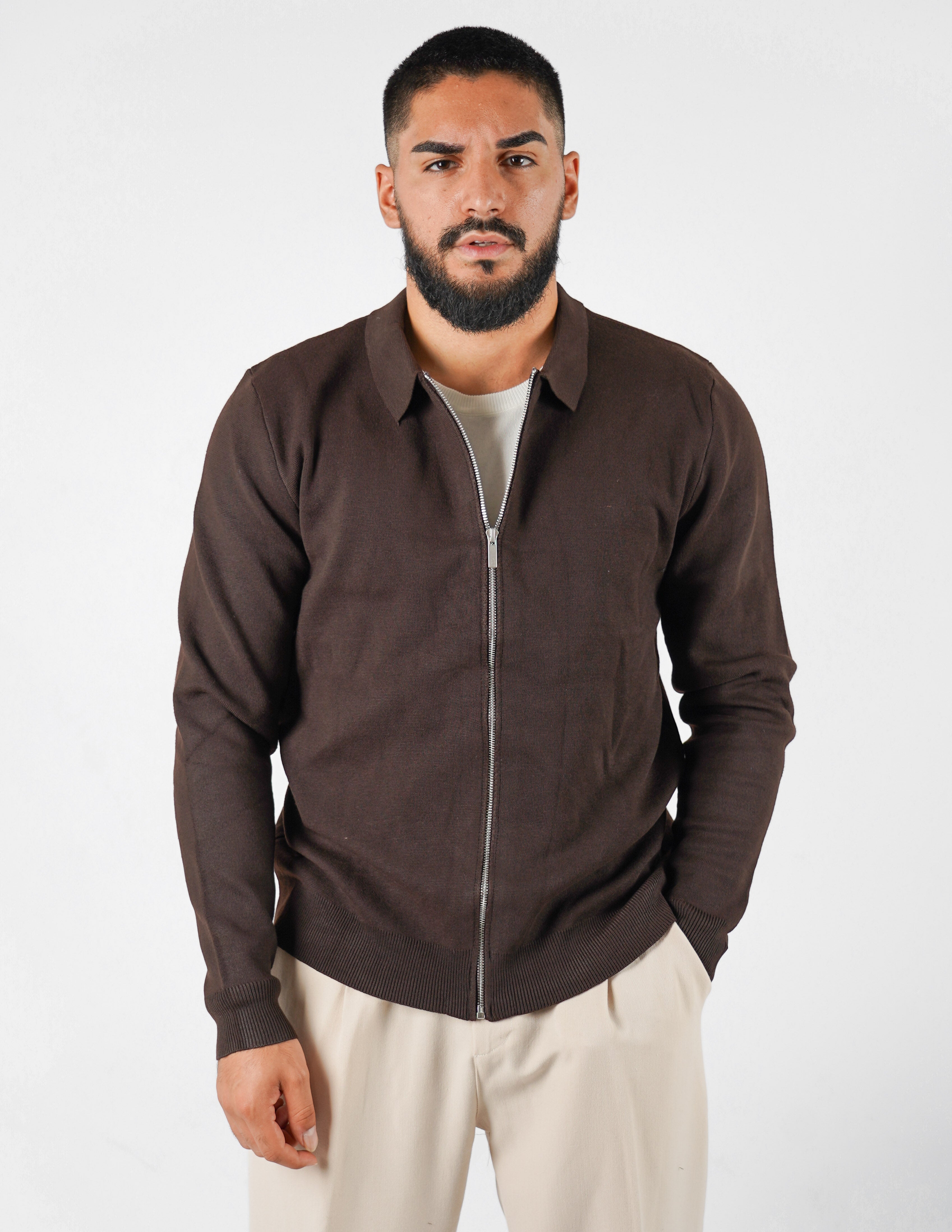 Cardigan con collo manica lunga