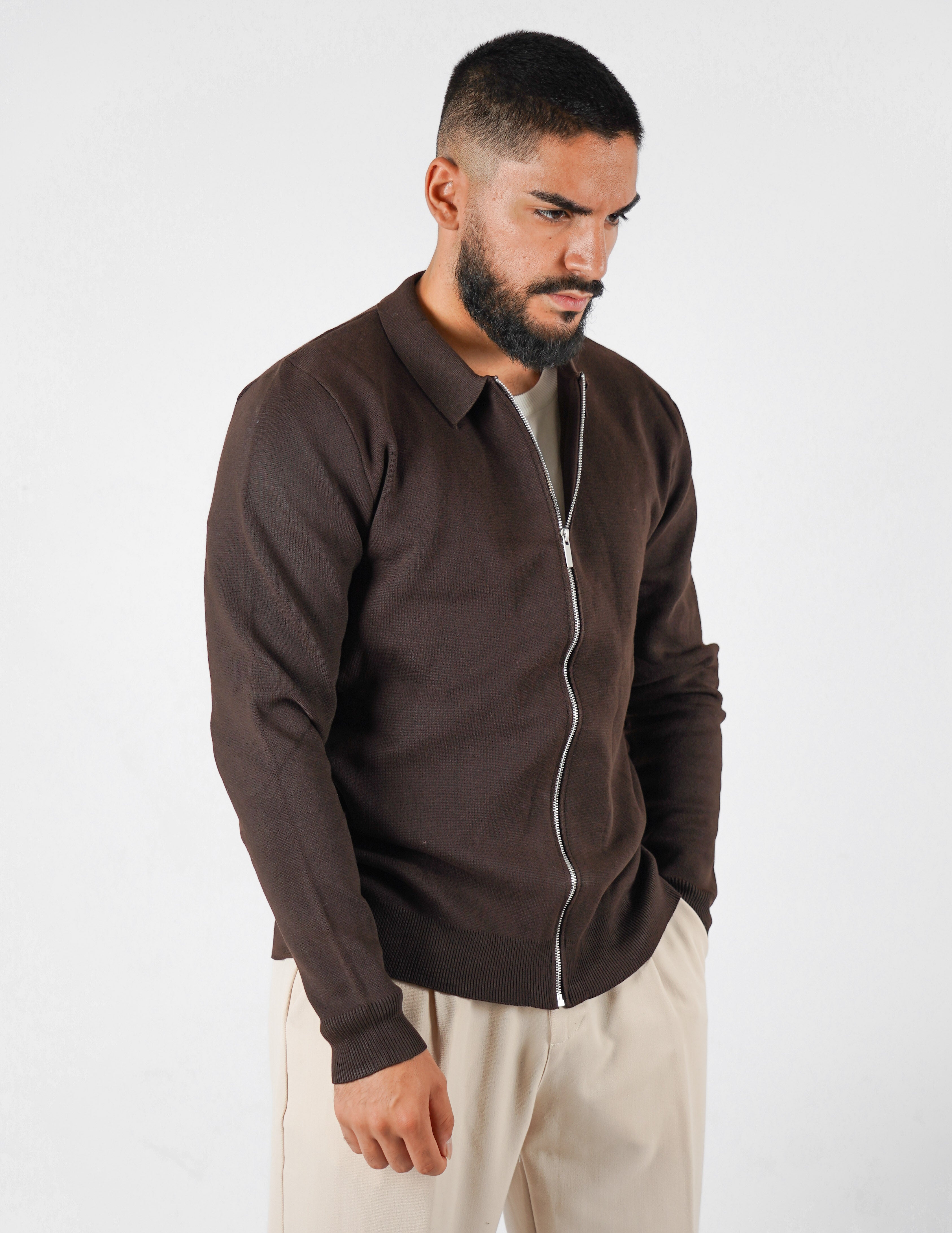 Cardigan con collo manica lunga