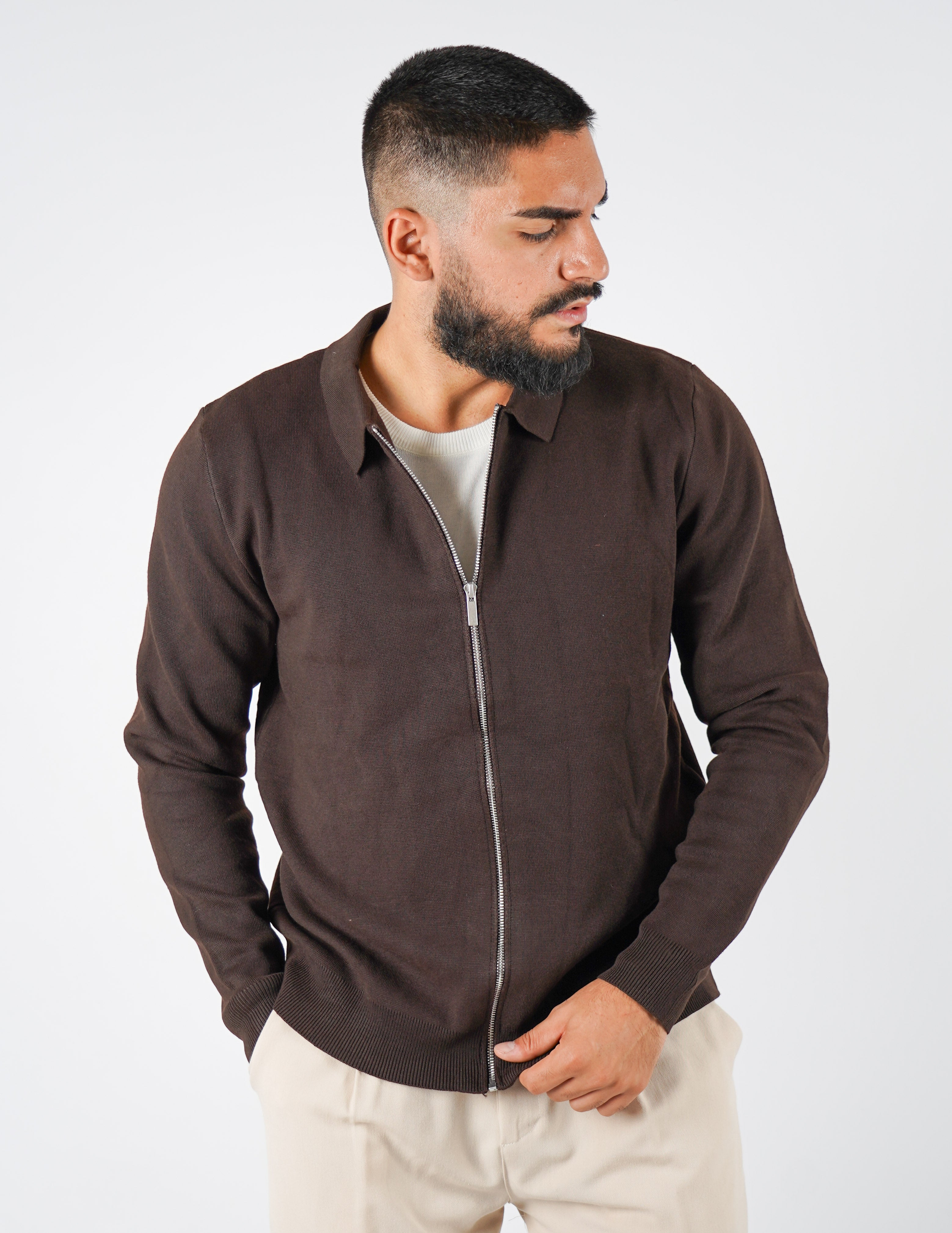 Cardigan con collo manica lunga