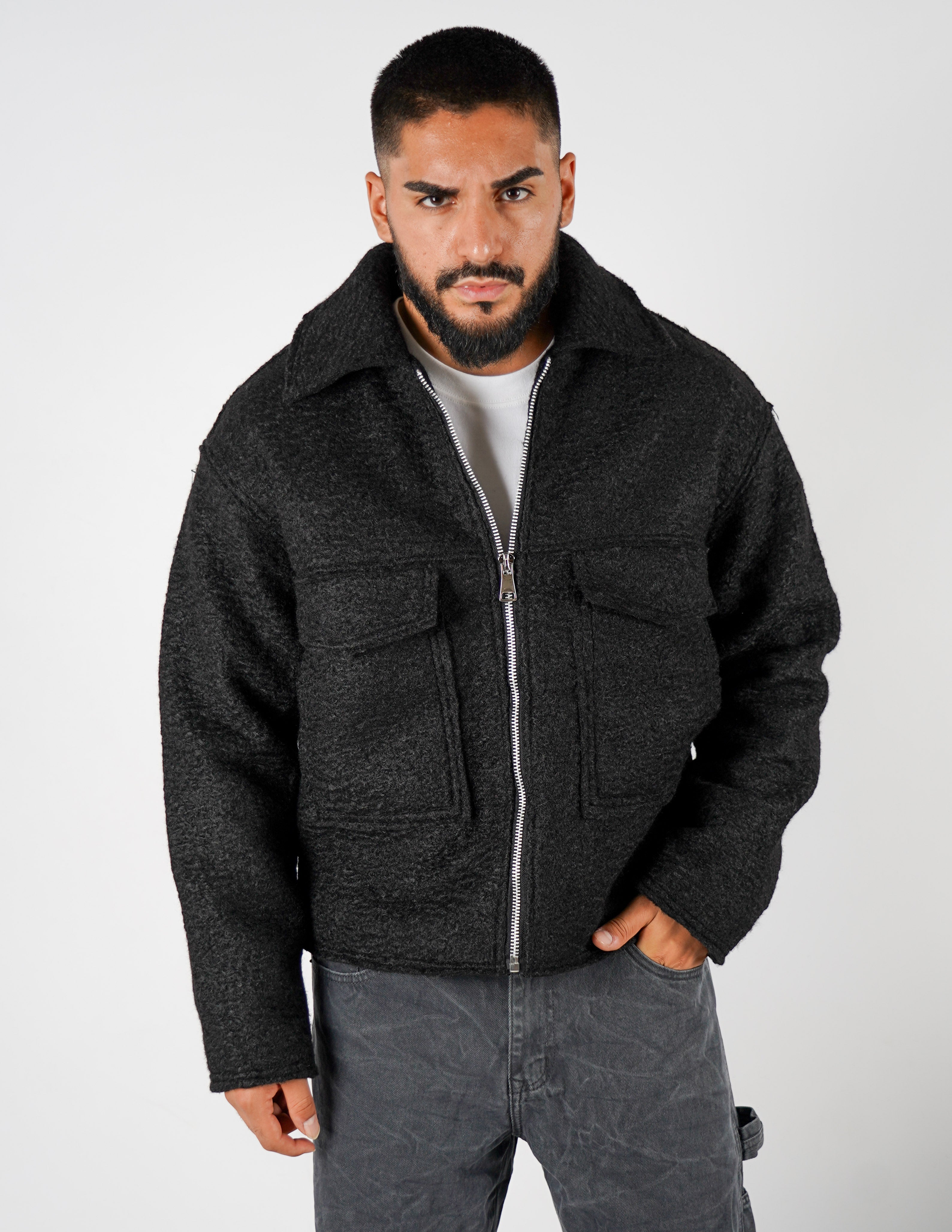 Cappotto effetto lana con tasche