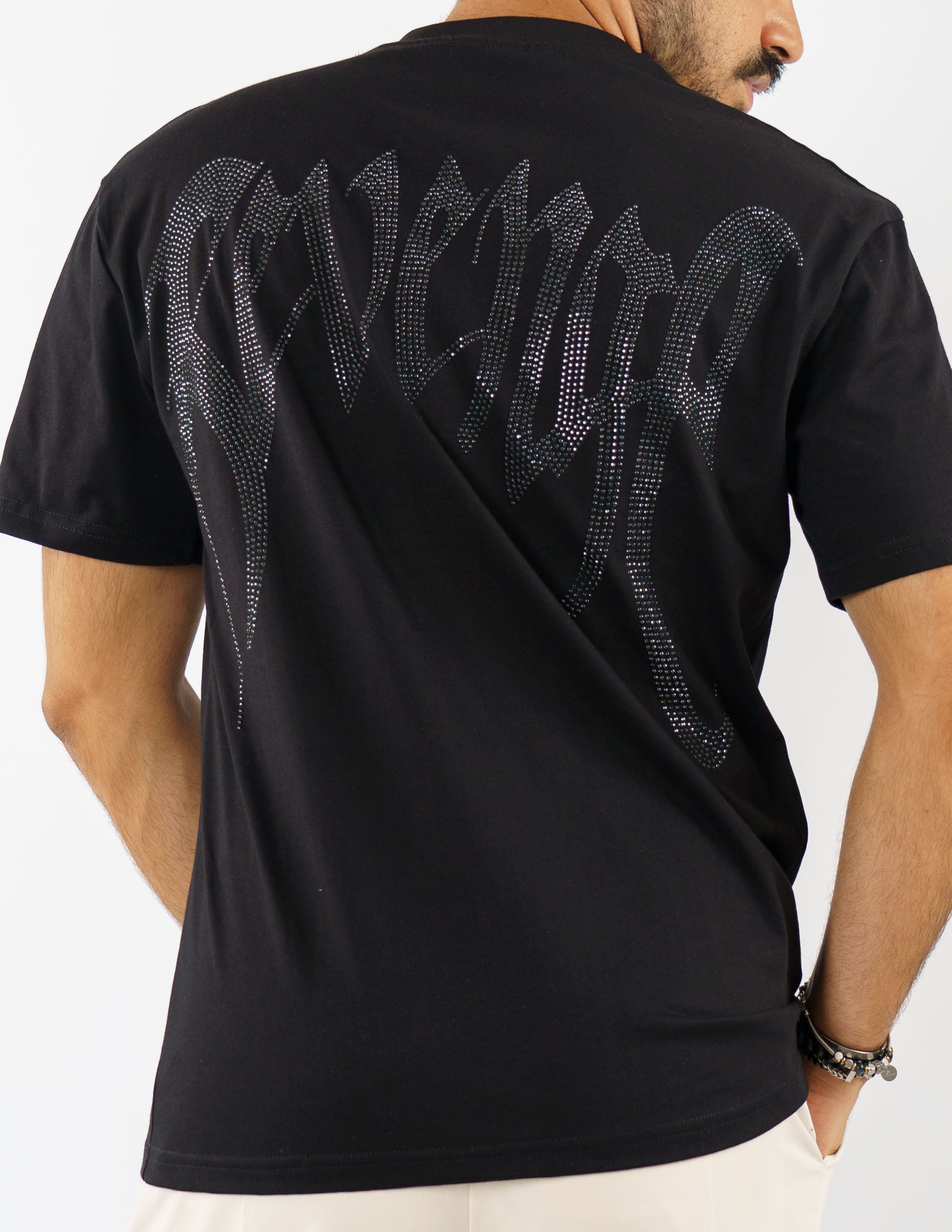 t-shirt girocollo con applicazioni