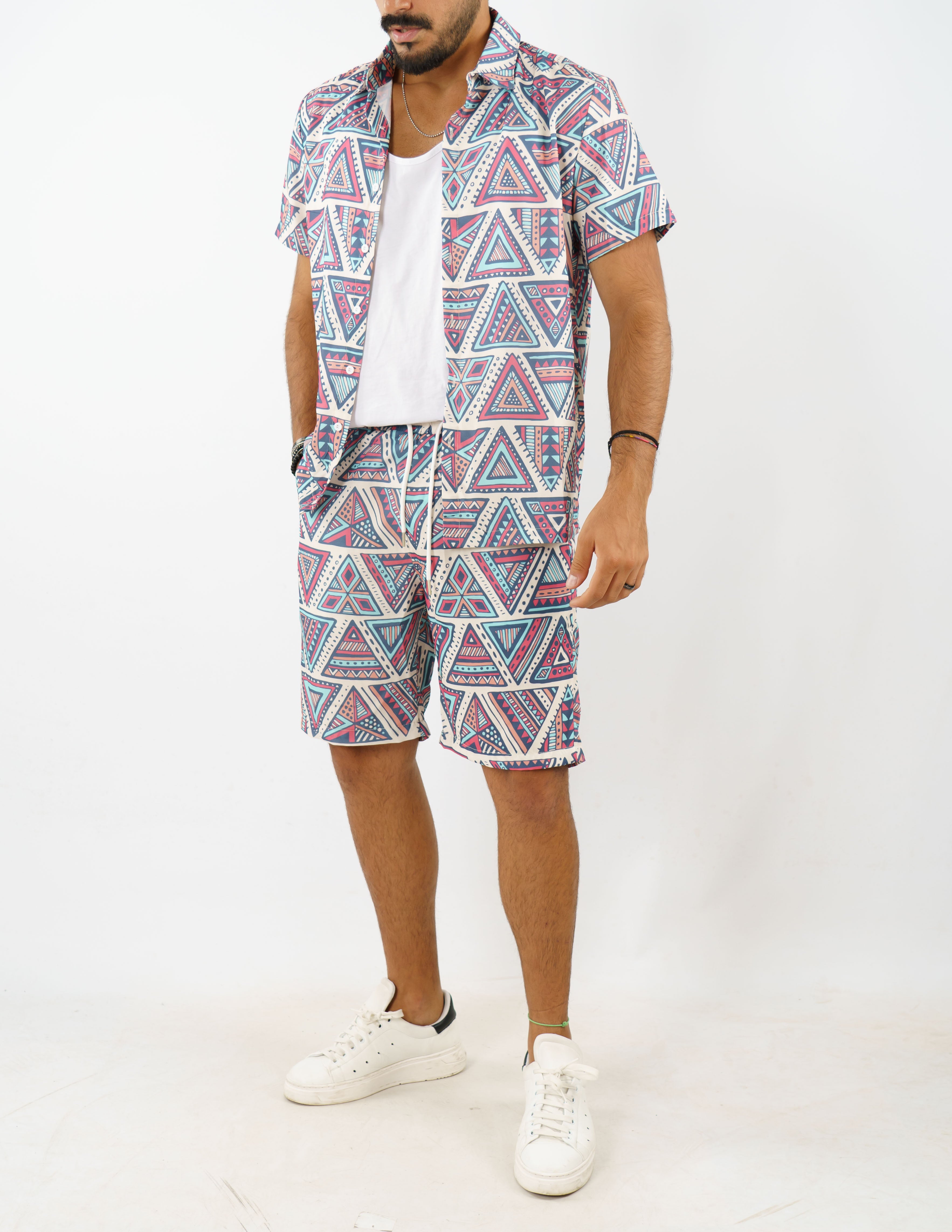 coordinato polo + bermuda a fantasia