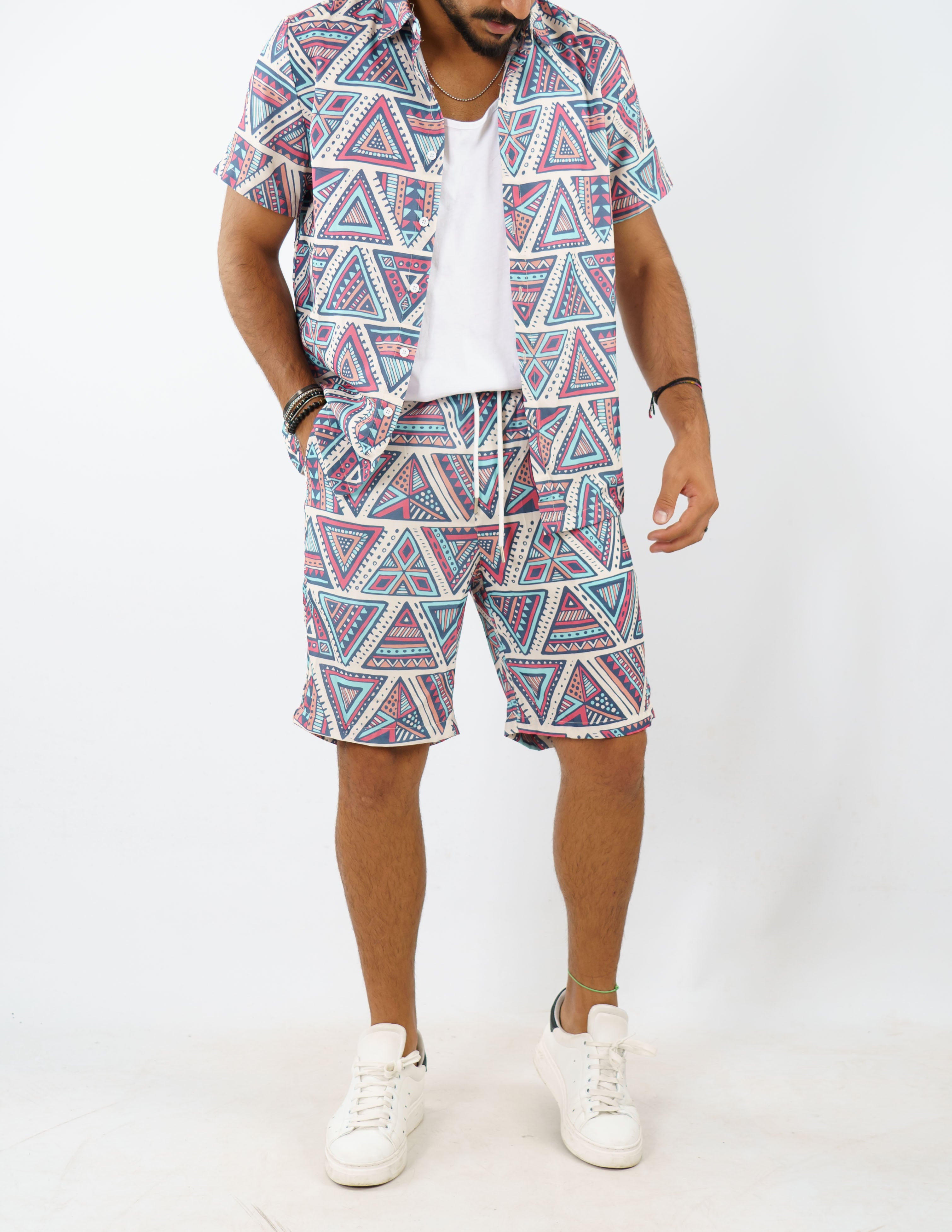 coordinato polo + bermuda a fantasia