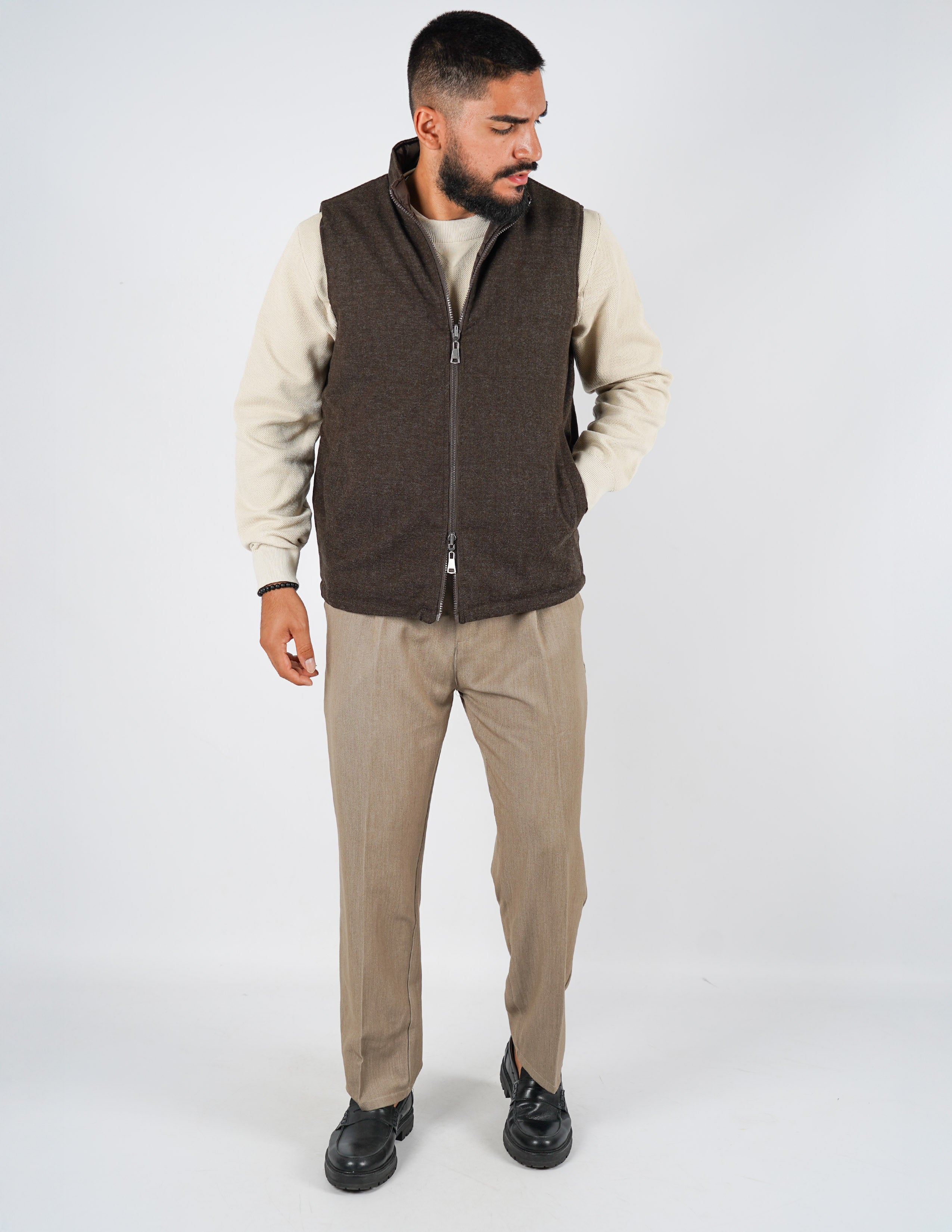 Gilet smanicato effetto lana reversibile