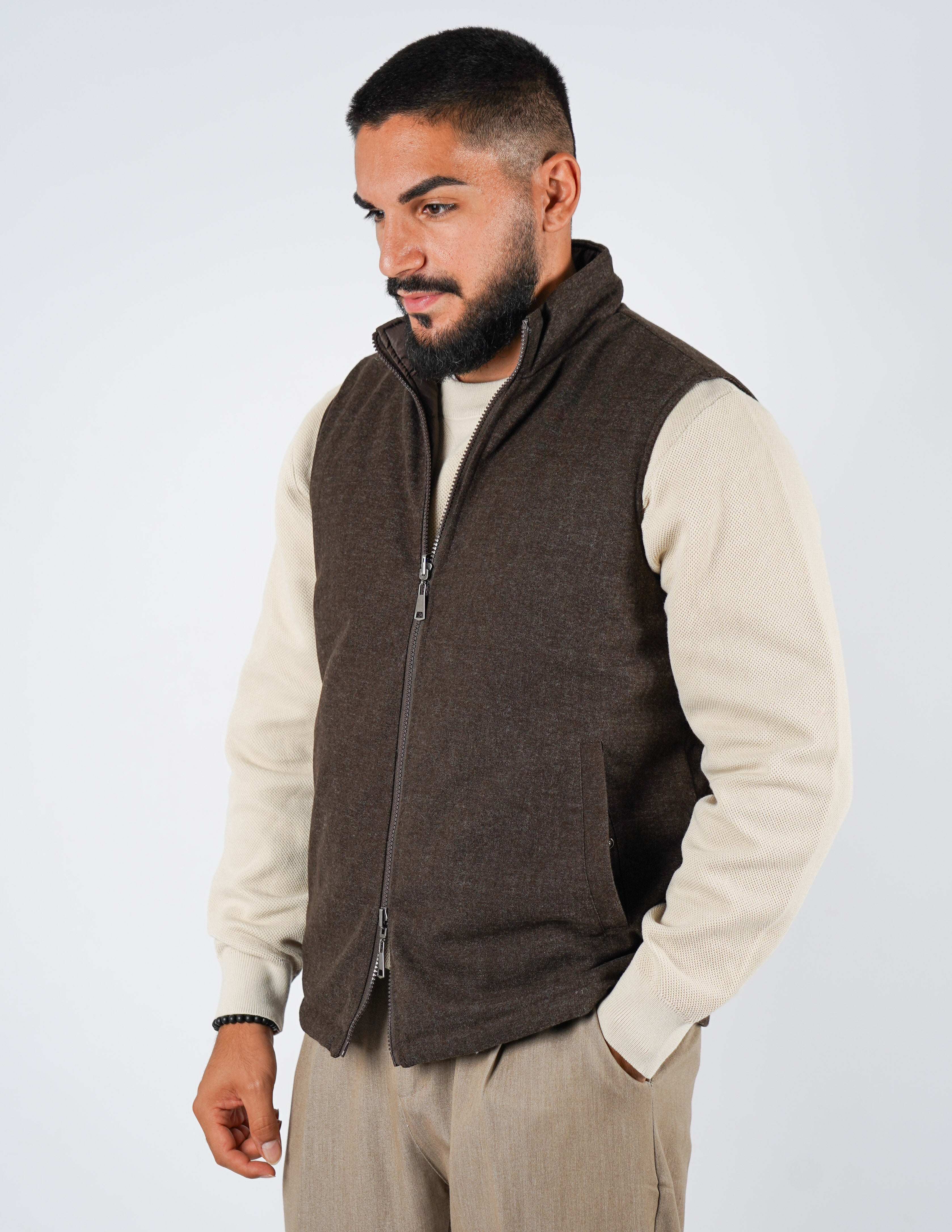 Gilet smanicato effetto lana reversibile