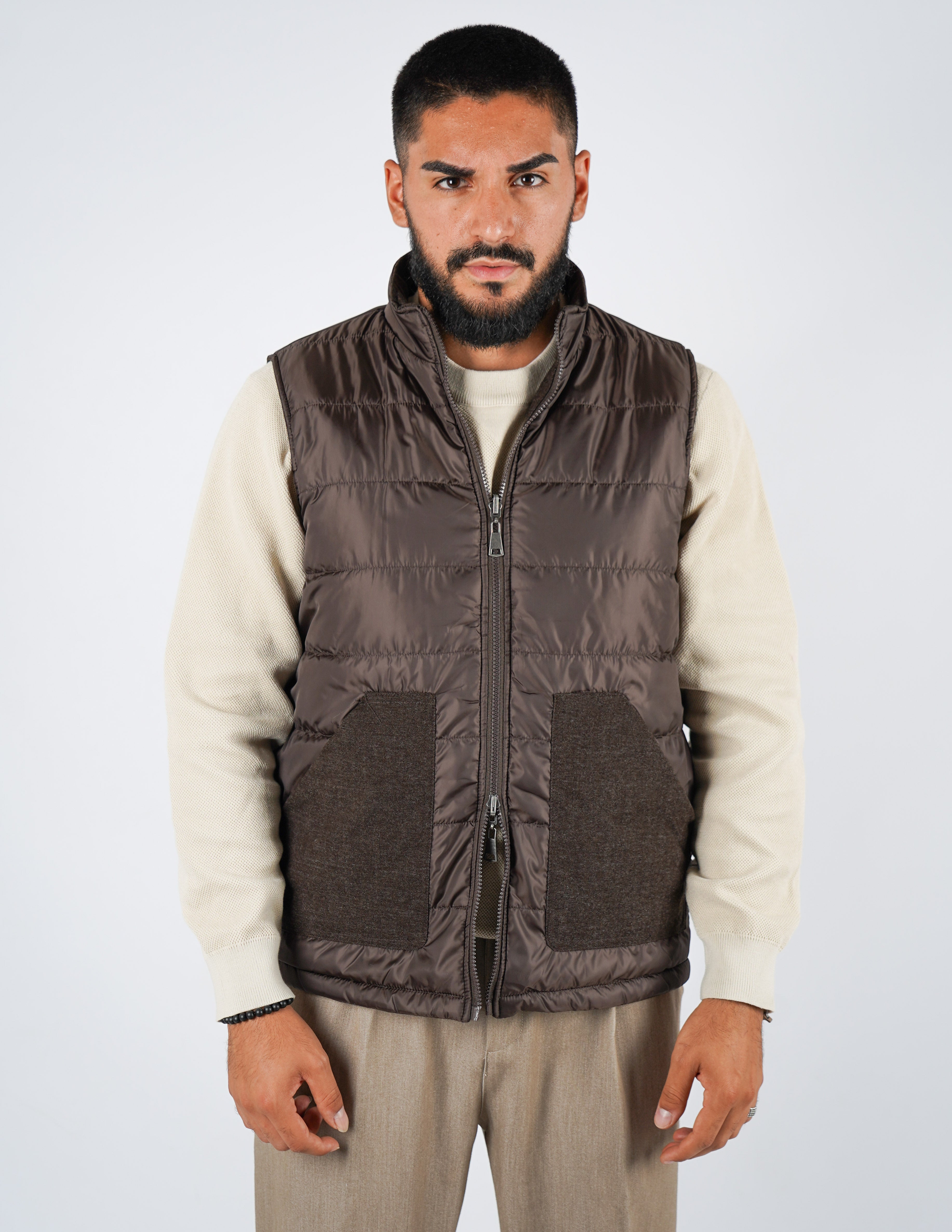 Gilet smanicato effetto lana reversibile