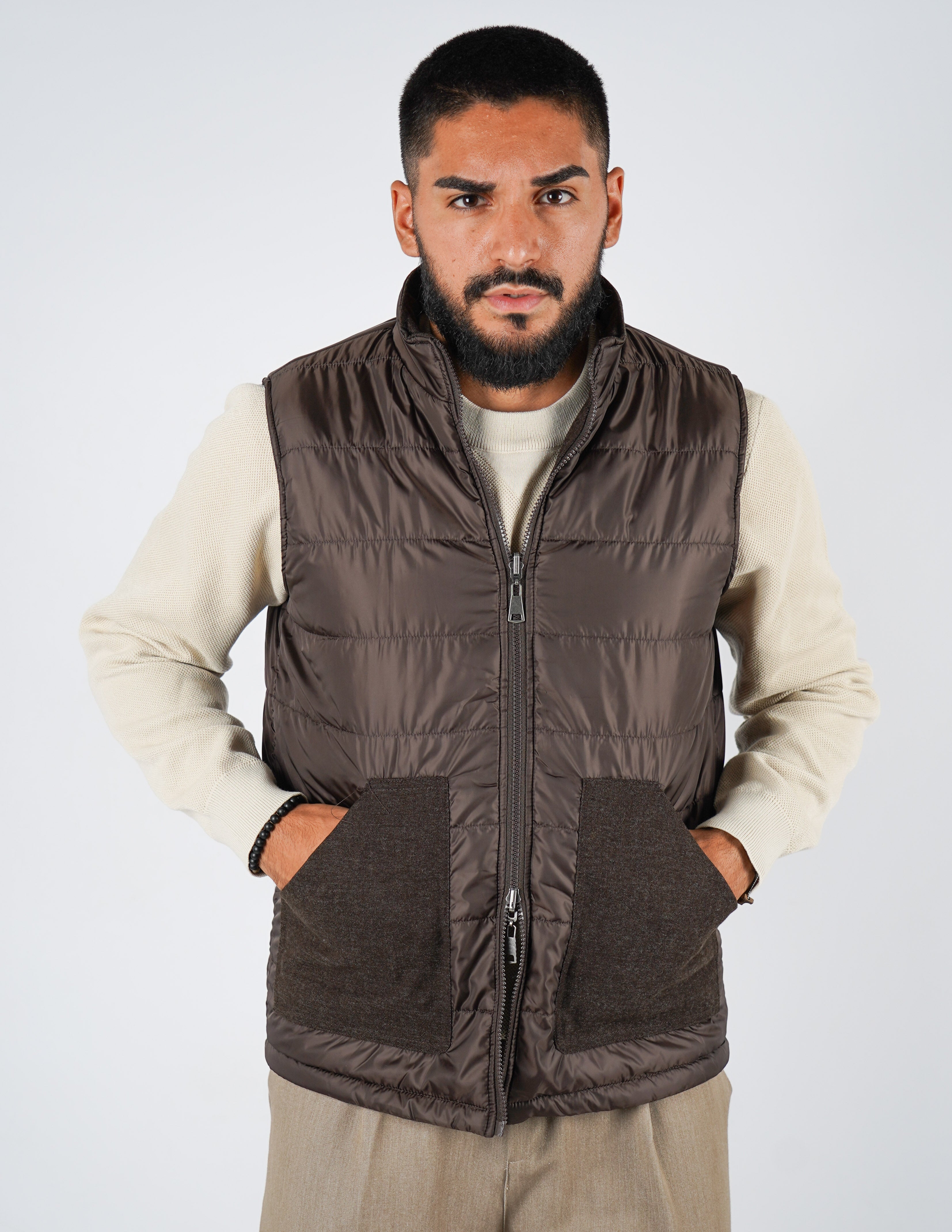 Gilet smanicato effetto lana reversibile