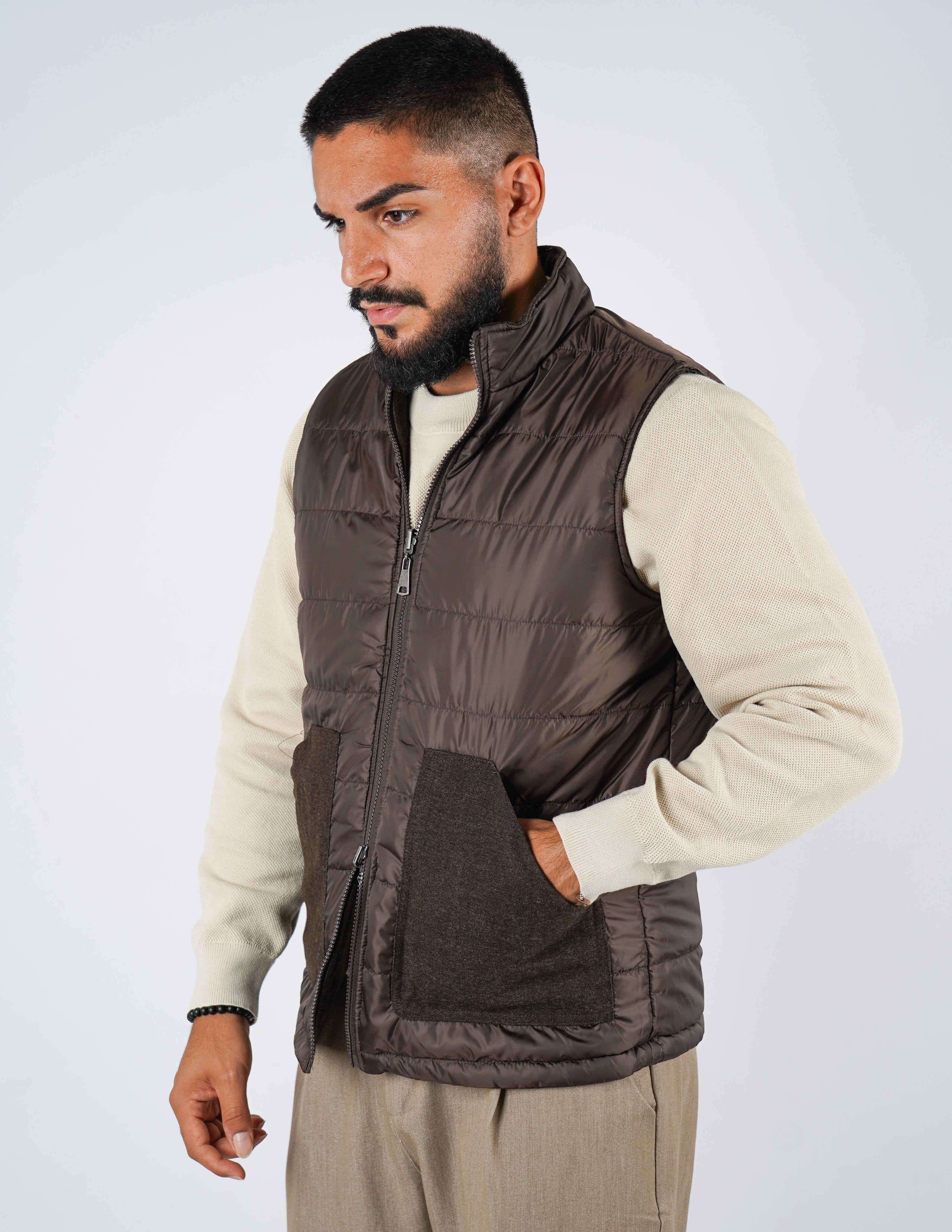 Gilet smanicato effetto lana reversibile