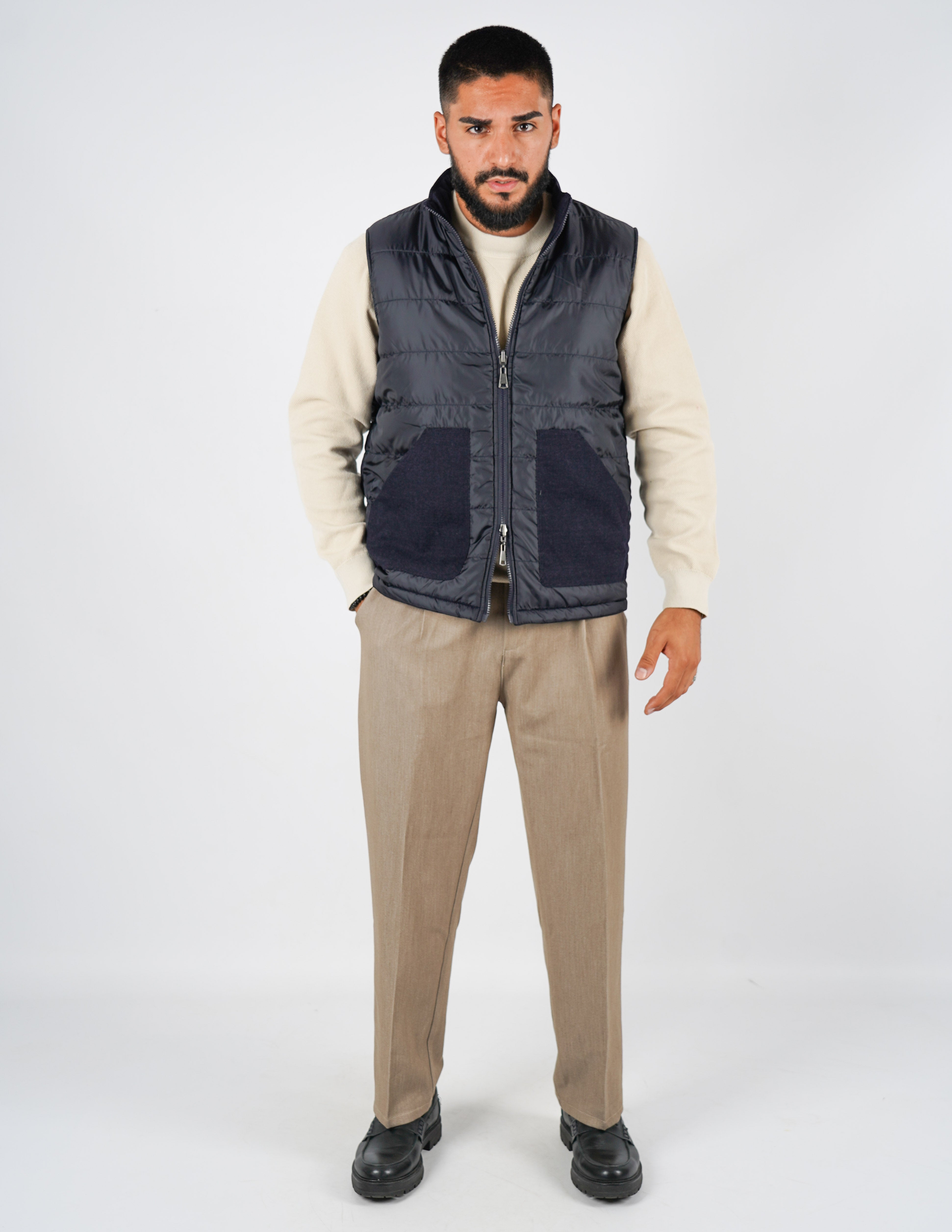 Gilet smanicato effetto lana reversibile