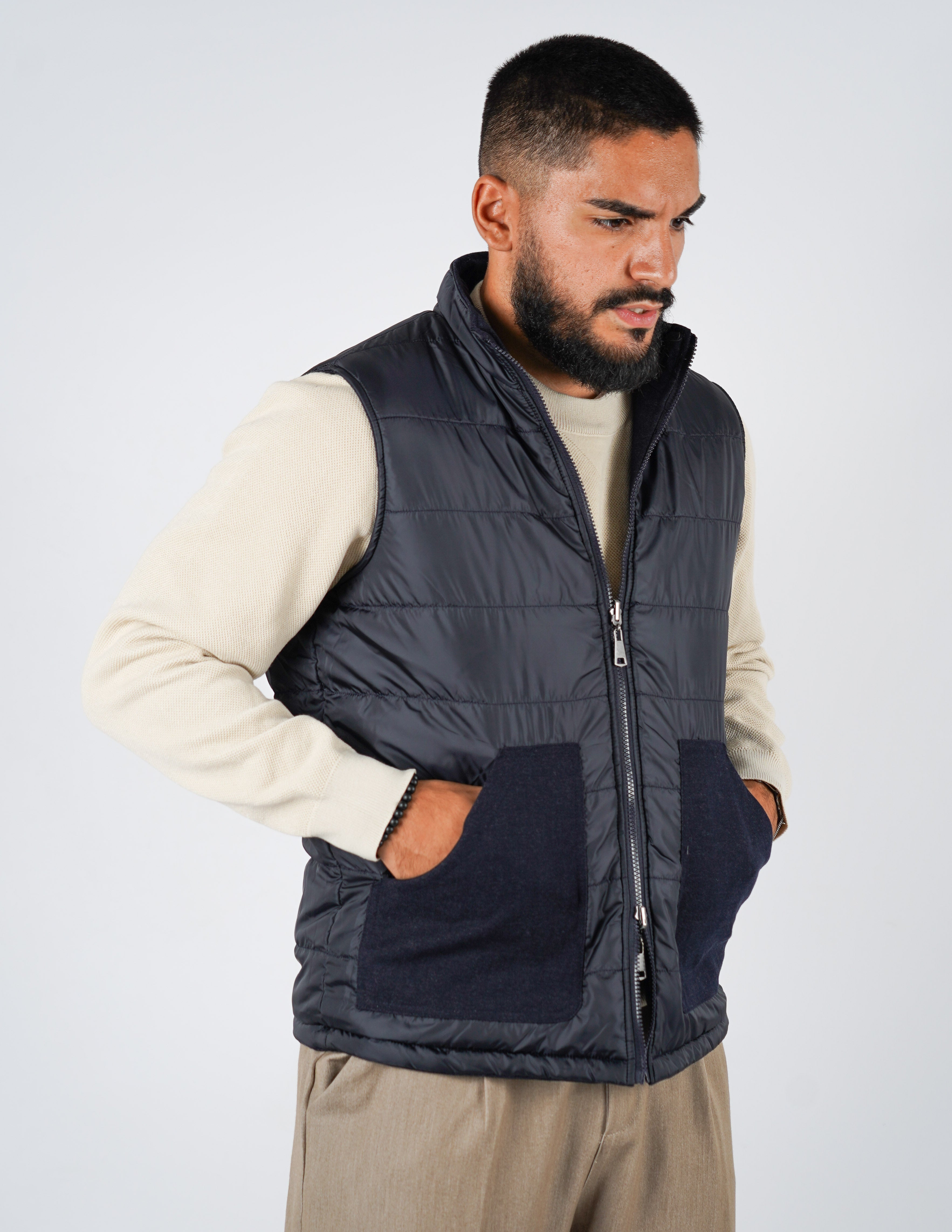 Gilet smanicato effetto lana reversibile
