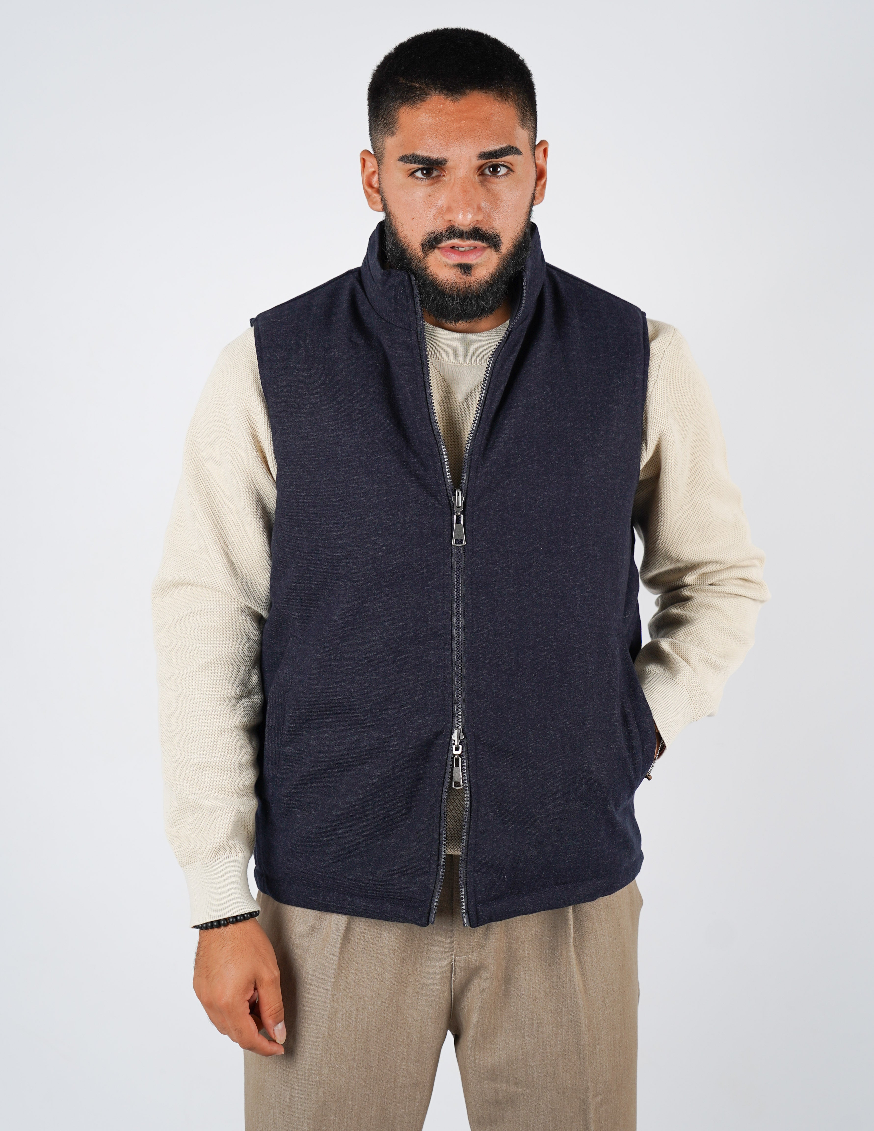 Gilet smanicato effetto lana reversibile
