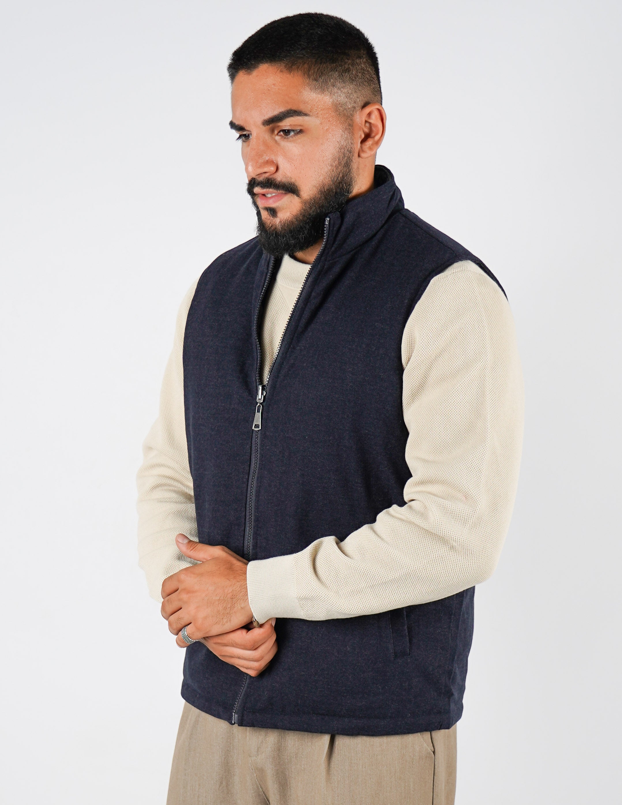 Gilet smanicato effetto lana reversibile
