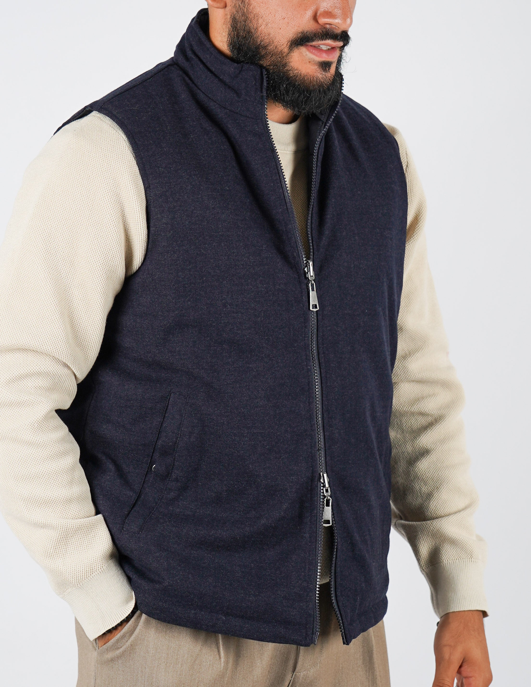 Gilet smanicato effetto lana reversibile