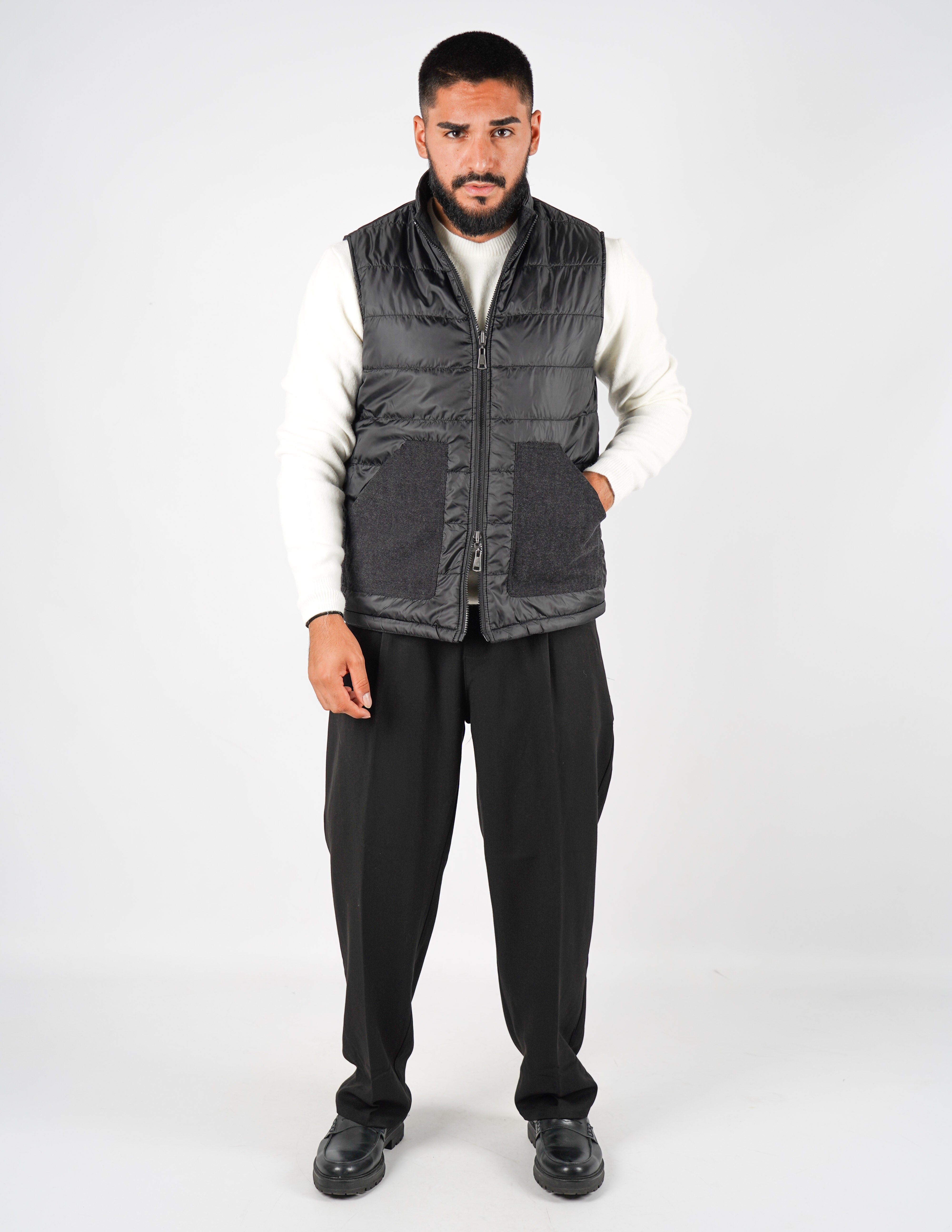 Gilet smanicato effetto lana reversibile