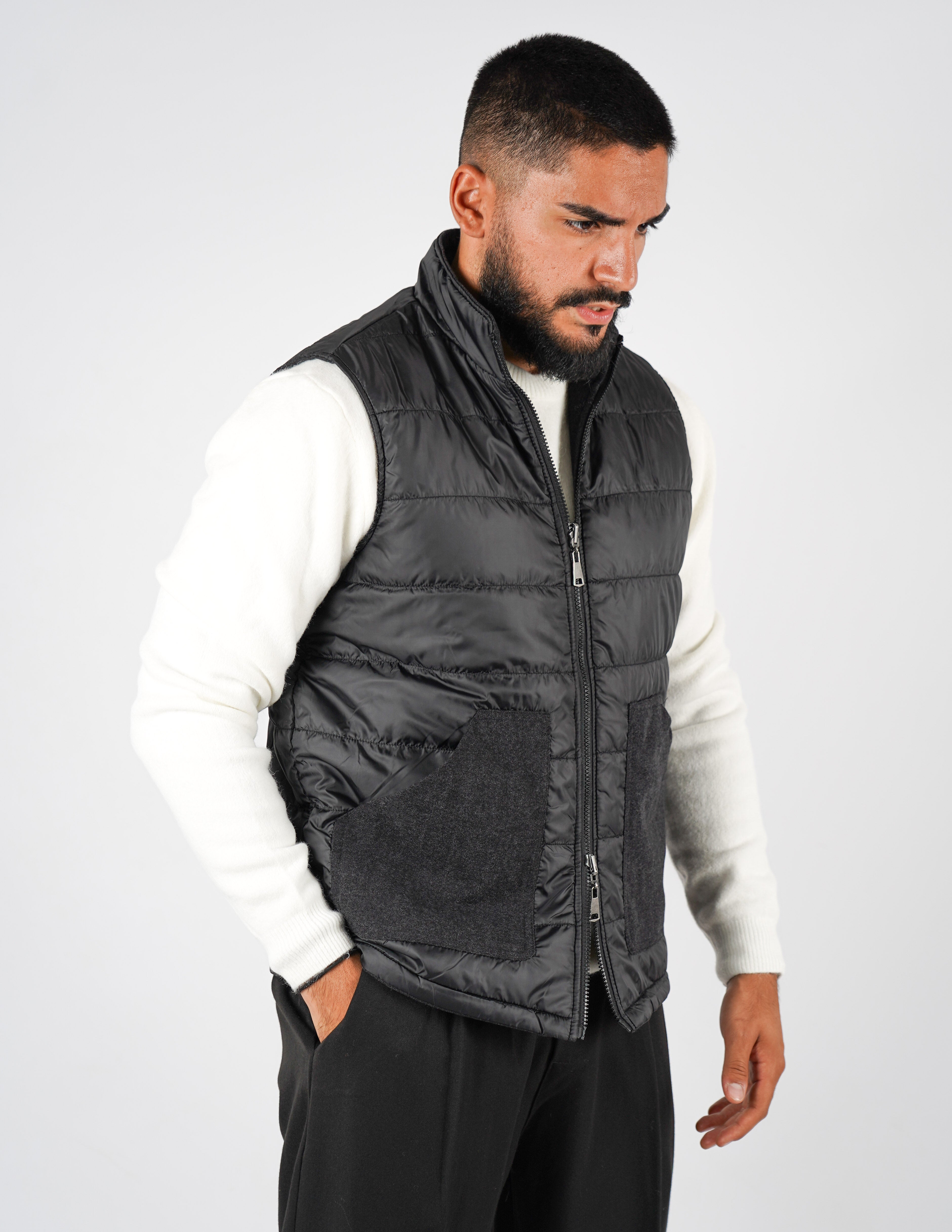 Gilet smanicato effetto lana reversibile