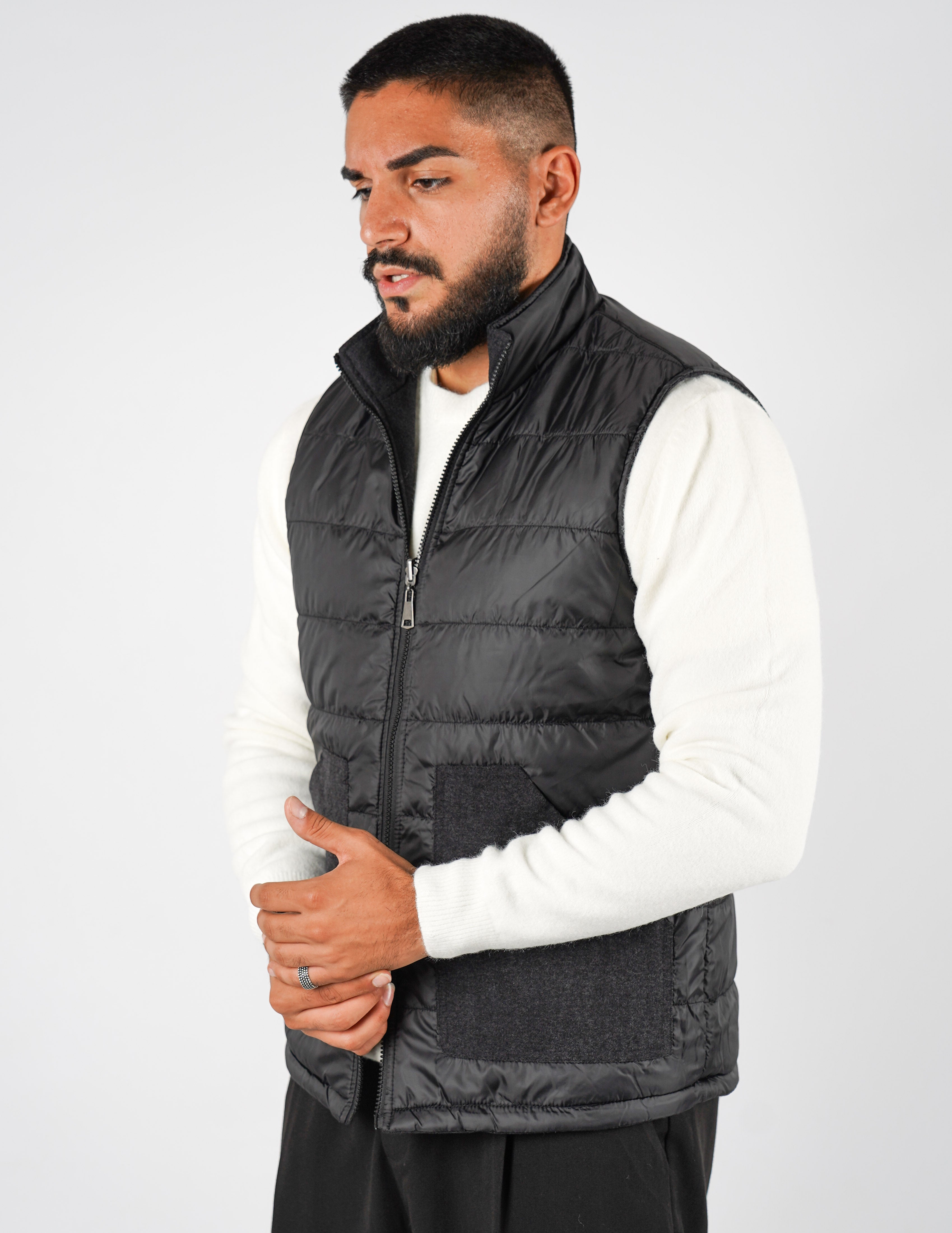 Gilet smanicato effetto lana reversibile