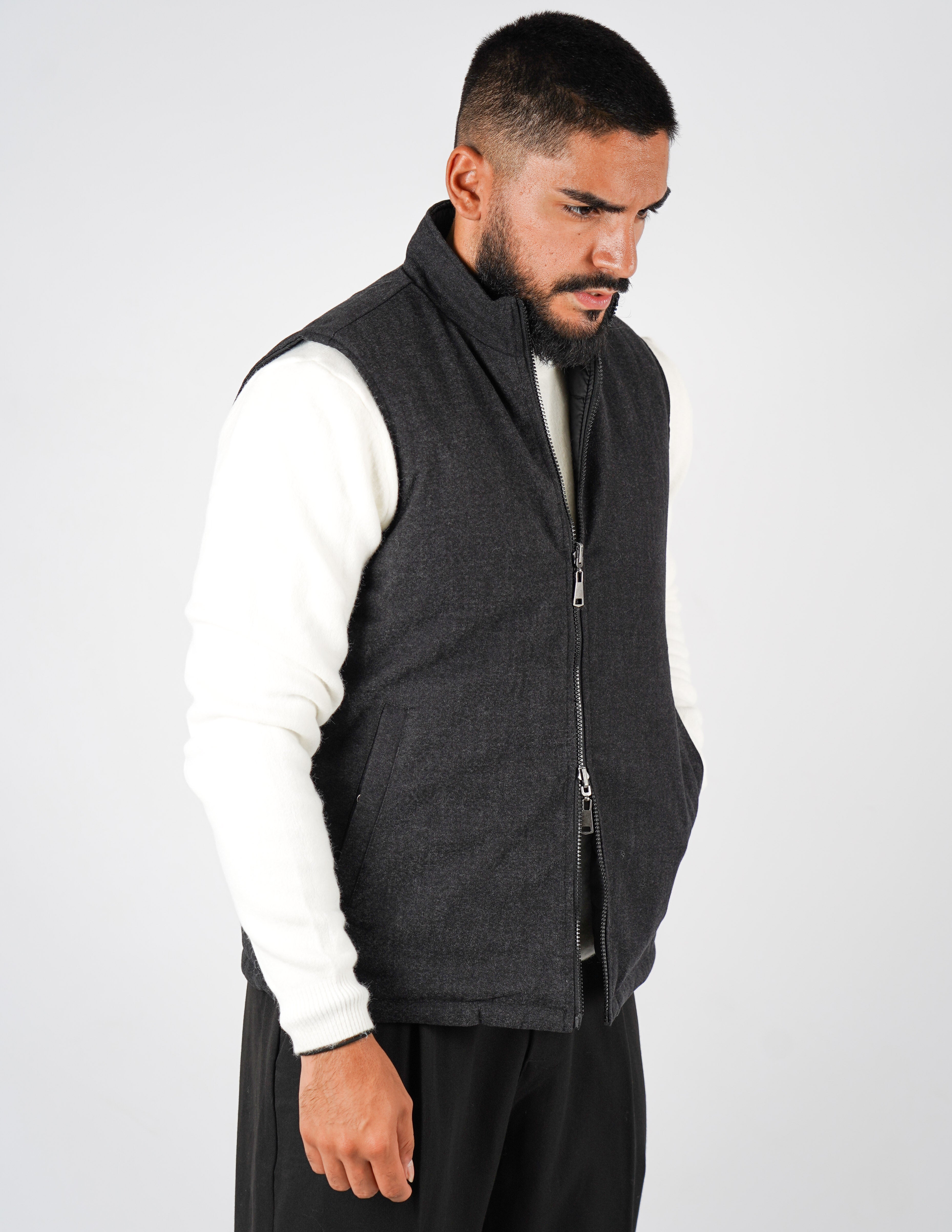 Gilet smanicato effetto lana reversibile