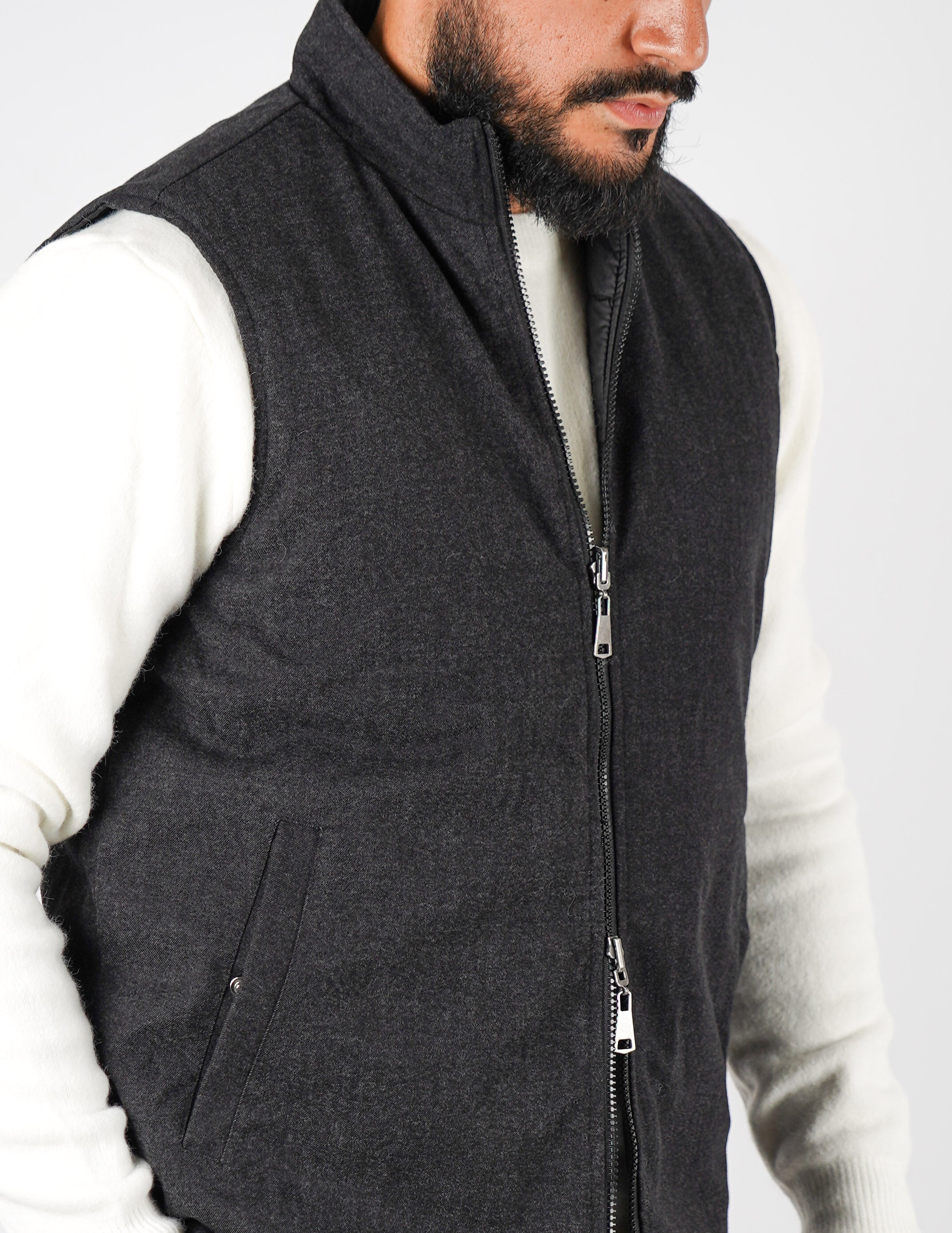 Gilet smanicato effetto lana reversibile