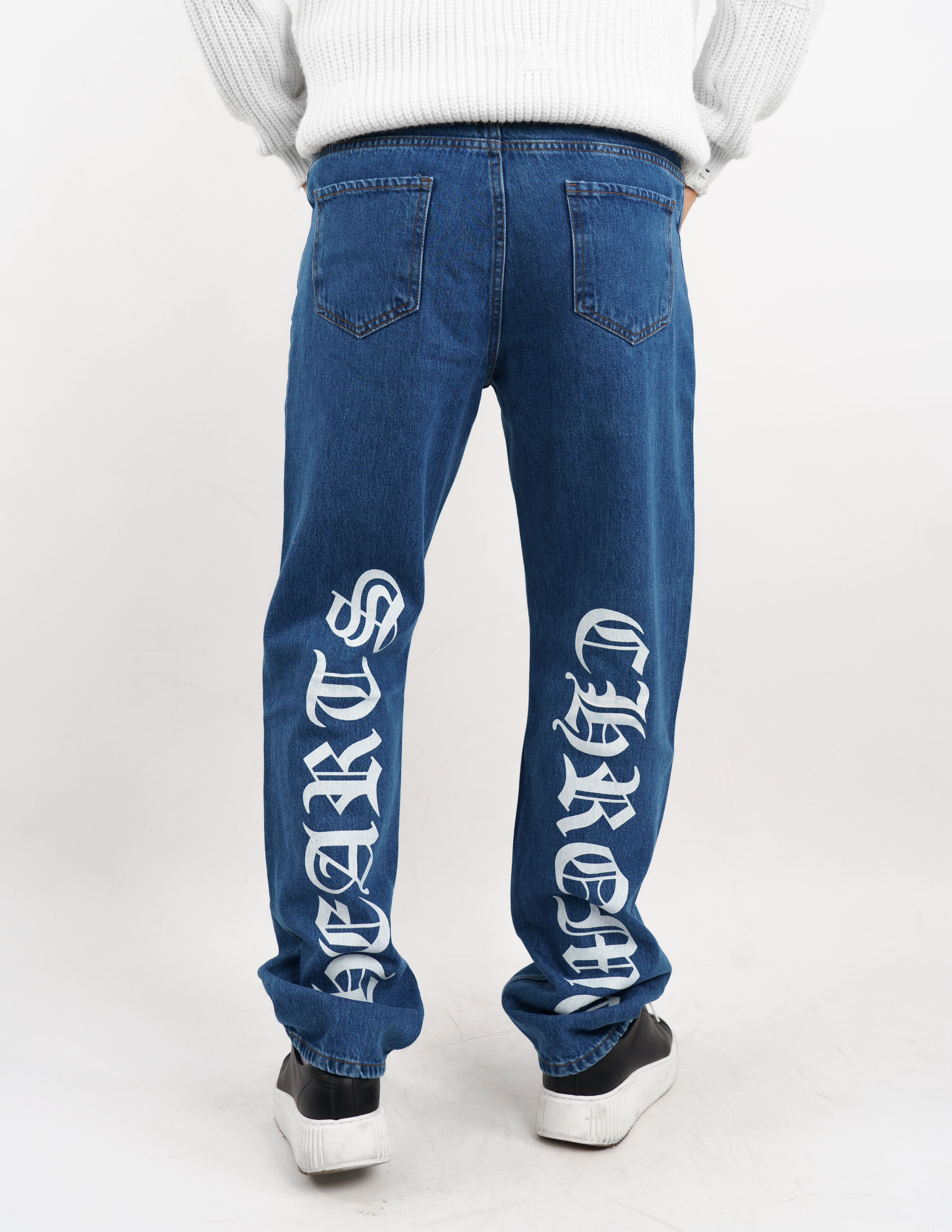 Jeans strutturato con stampa