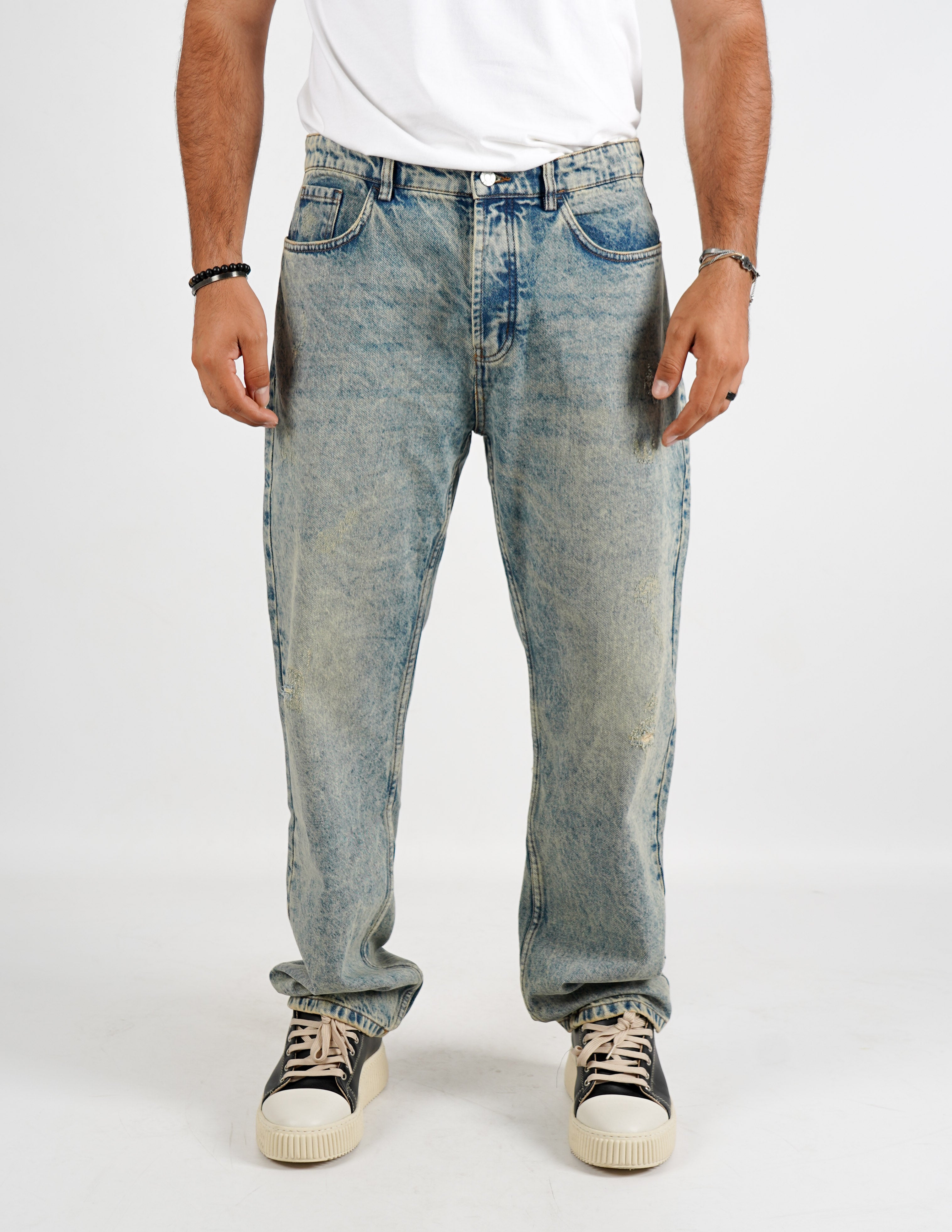 Jeans baggy lavaggio sabbia