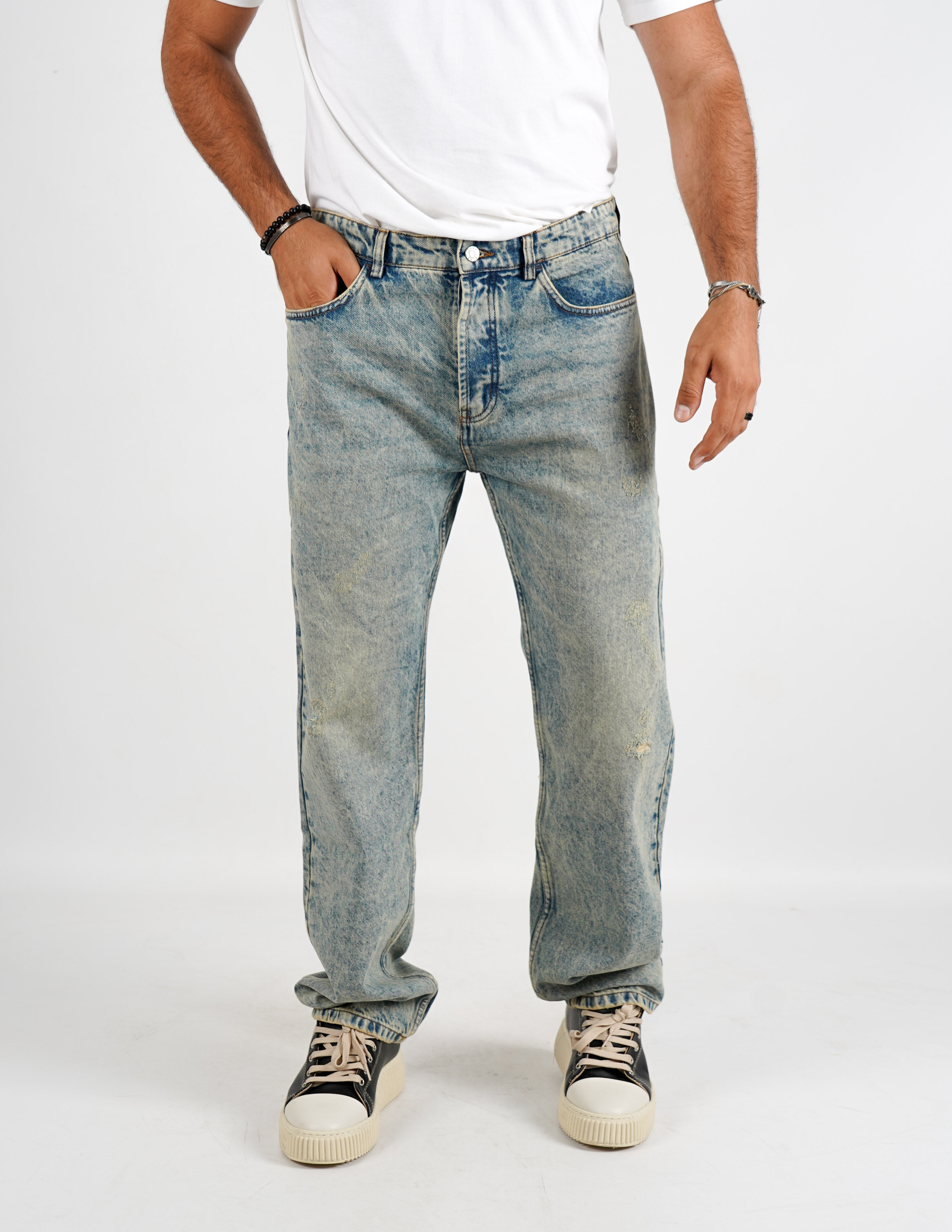 Jeans baggy lavaggio sabbia