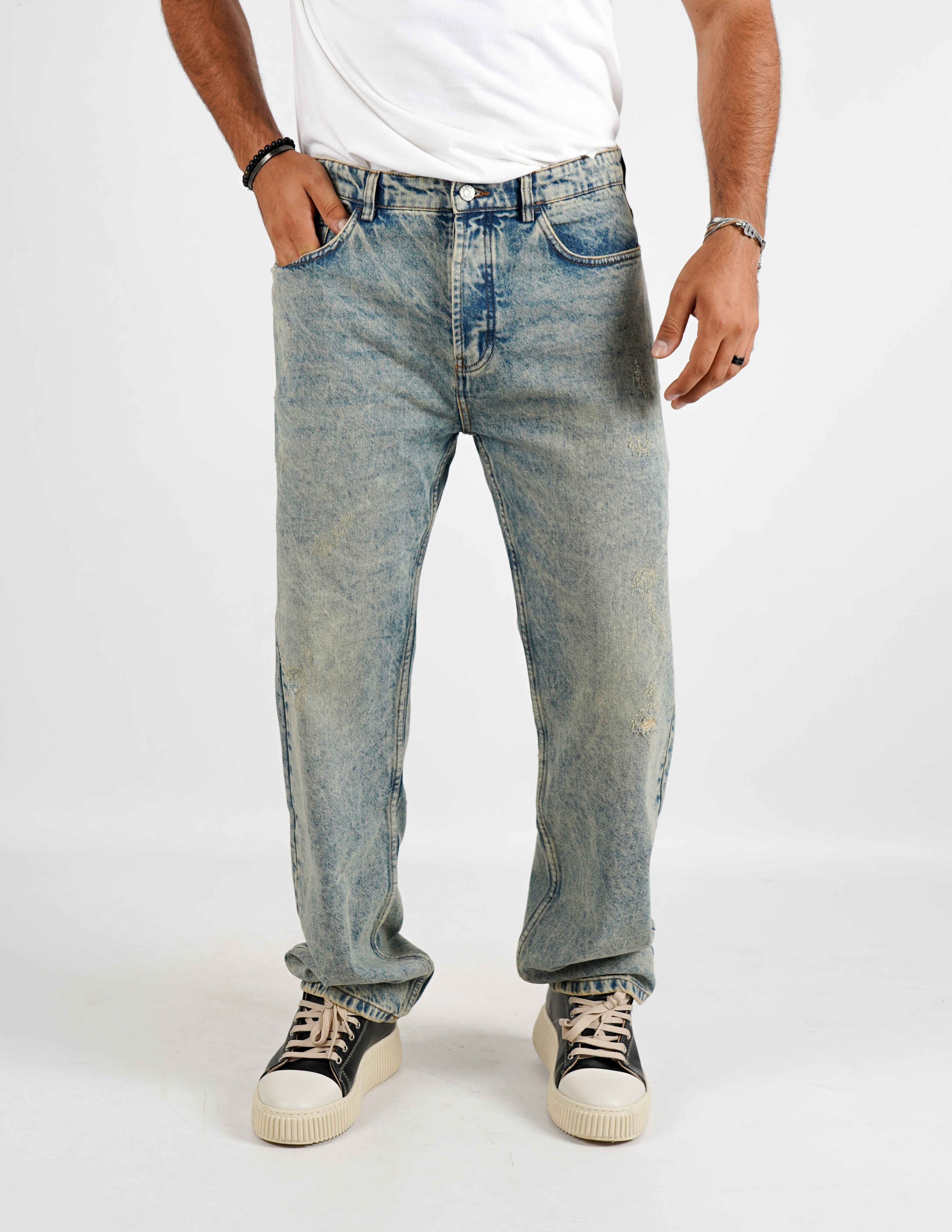 Jeans baggy lavaggio sabbia