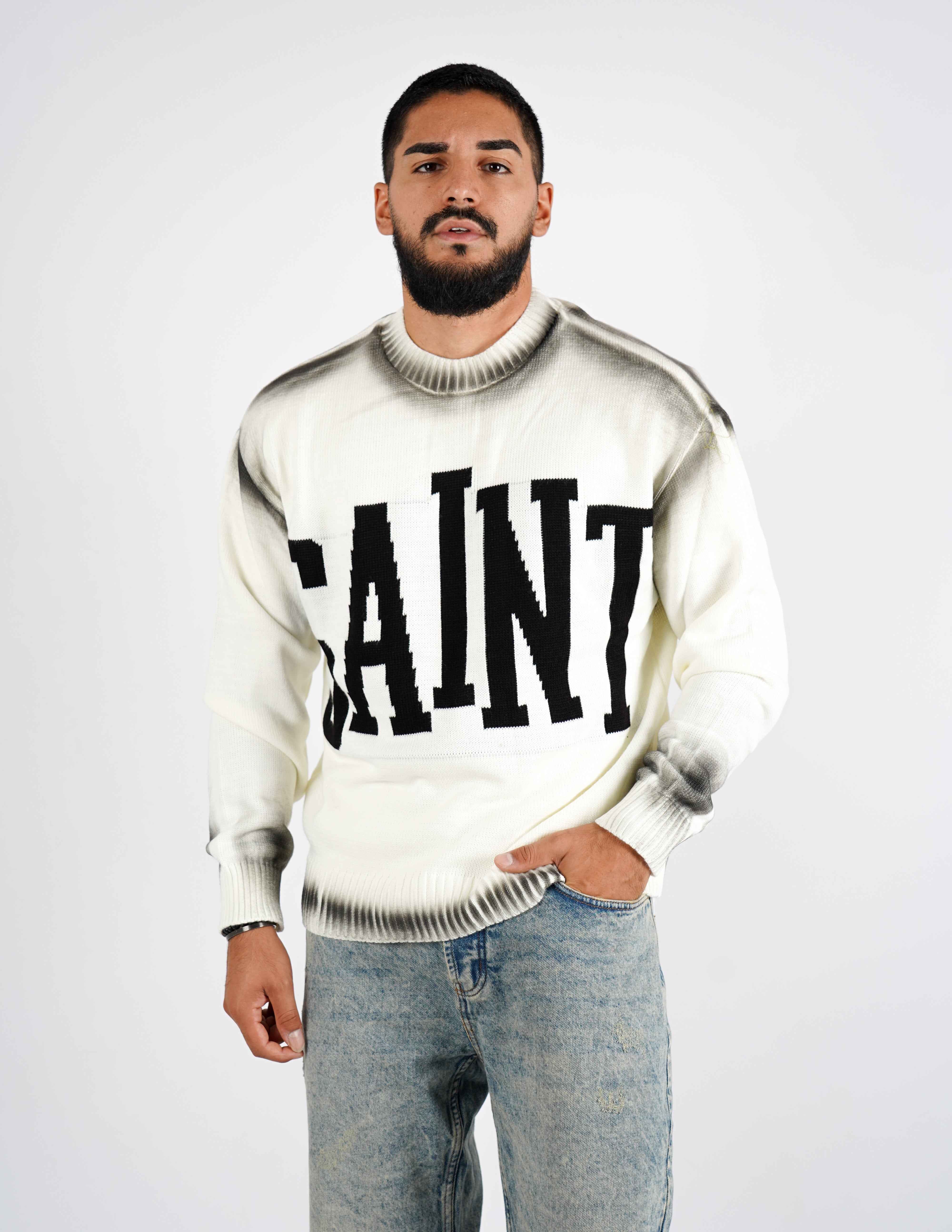 Maglione uomo strutturato con scritta