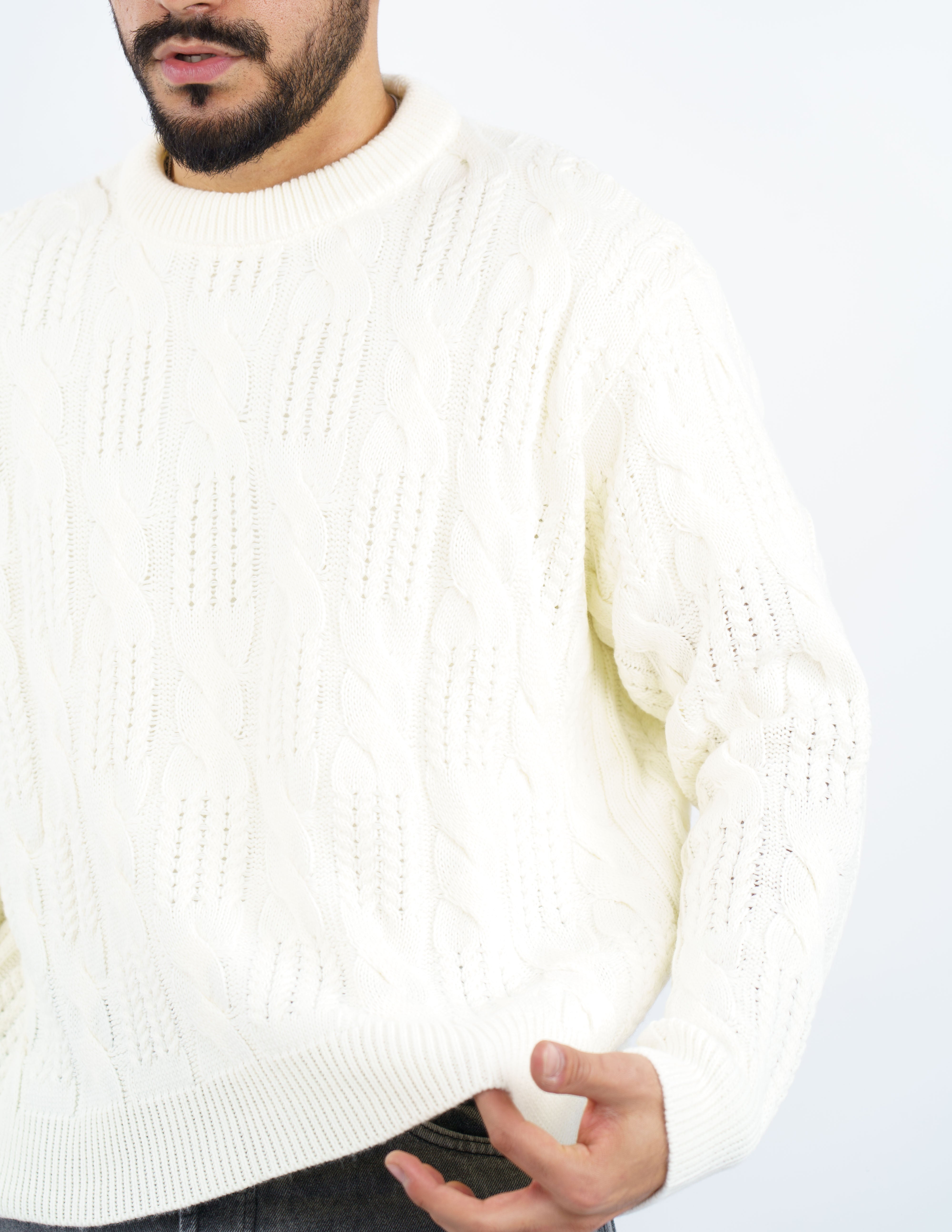maglione girocollo treccia crop fit