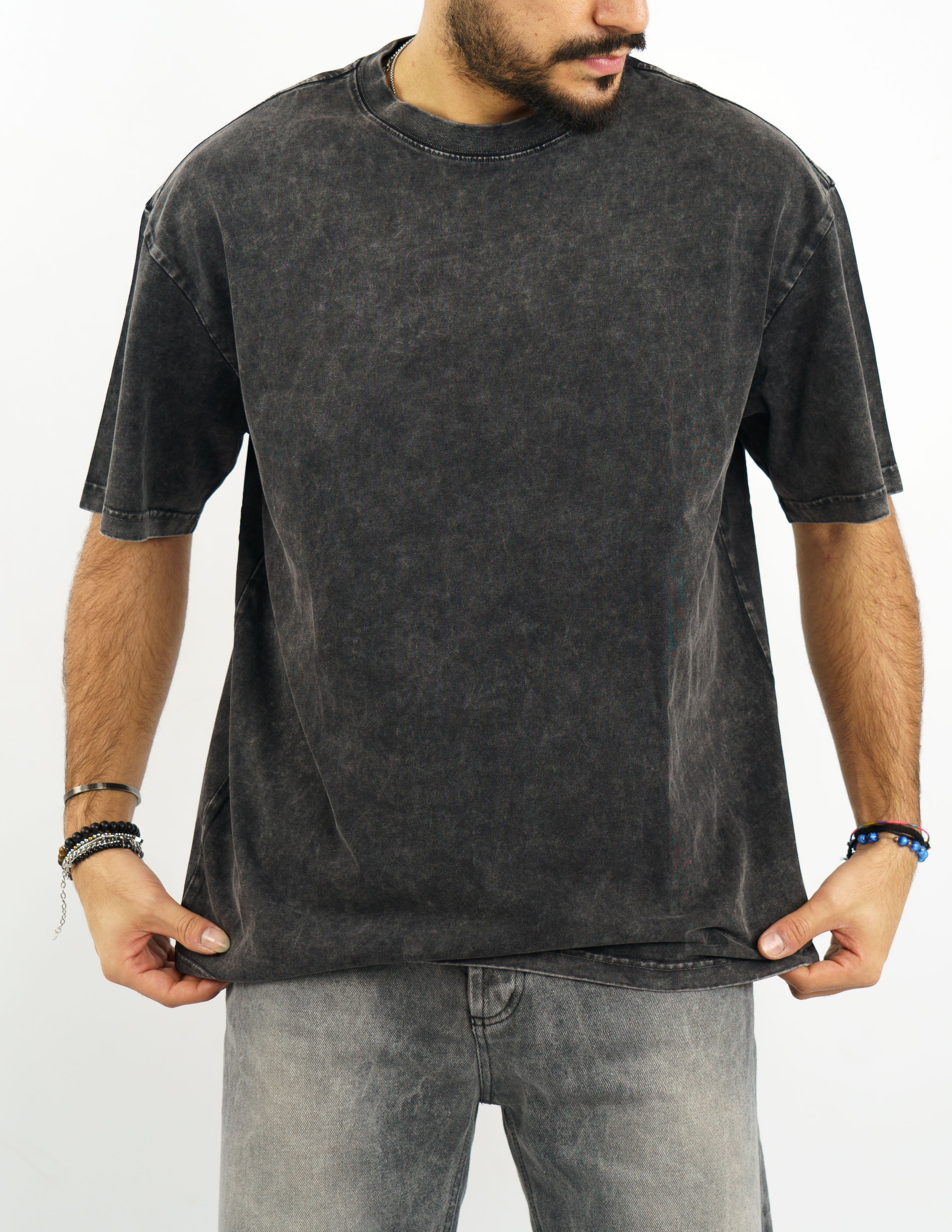 t-shirt manica corta effetto slavato