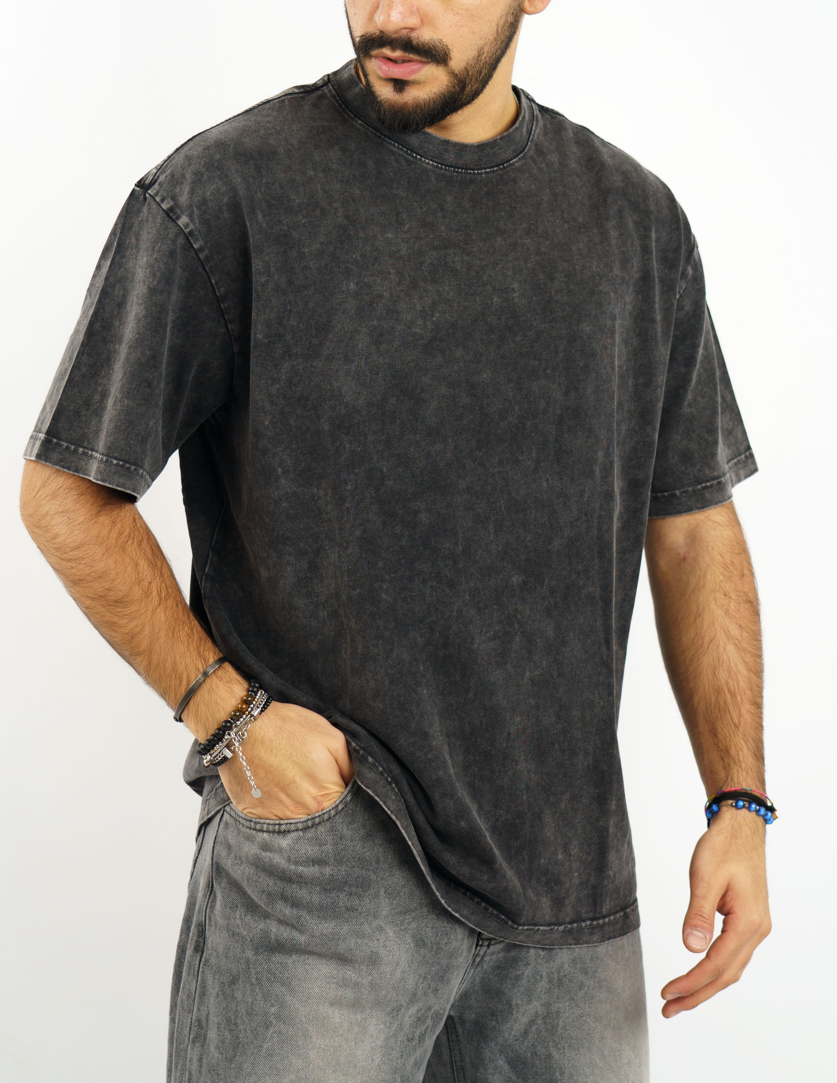 t-shirt manica corta effetto slavato