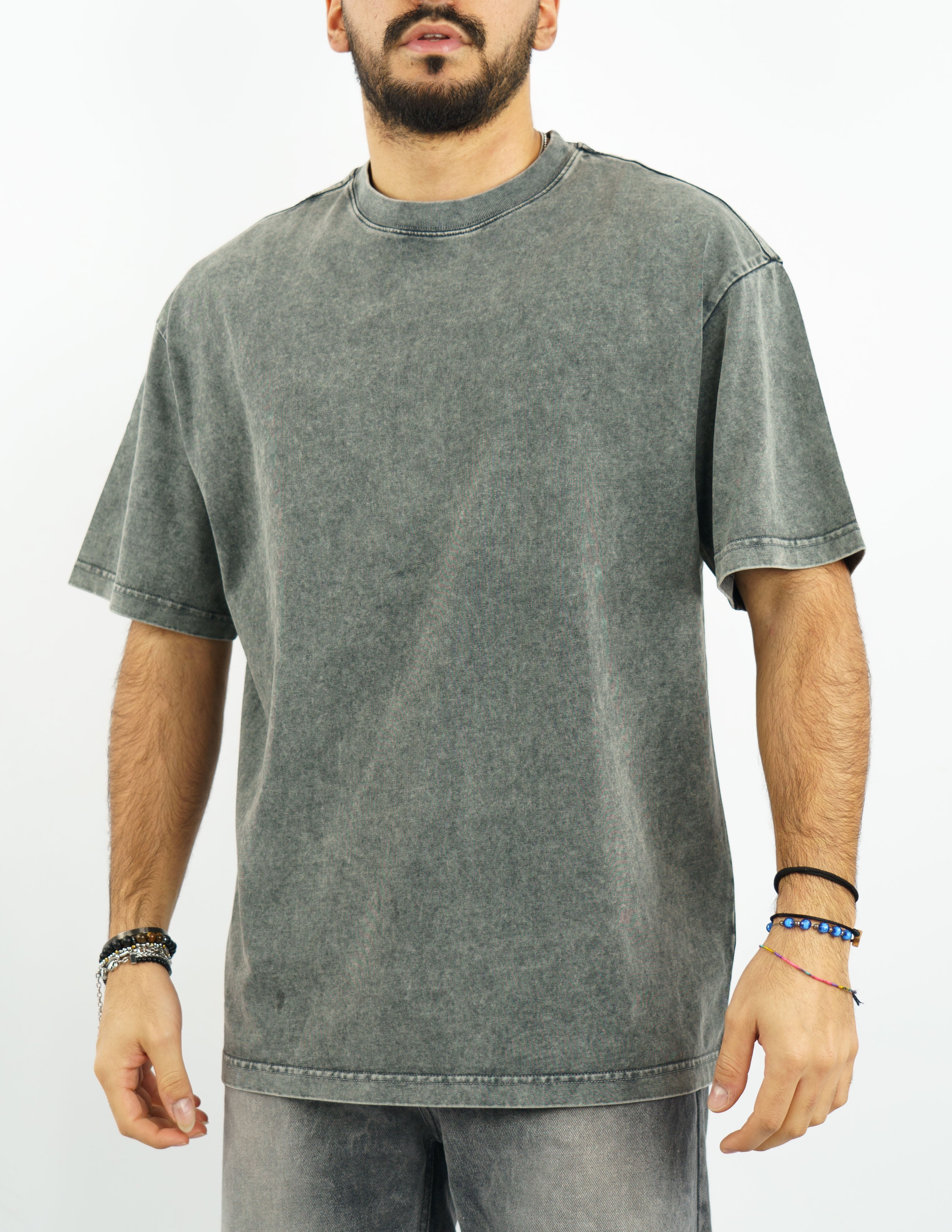 t-shirt manica corta effetto slavato