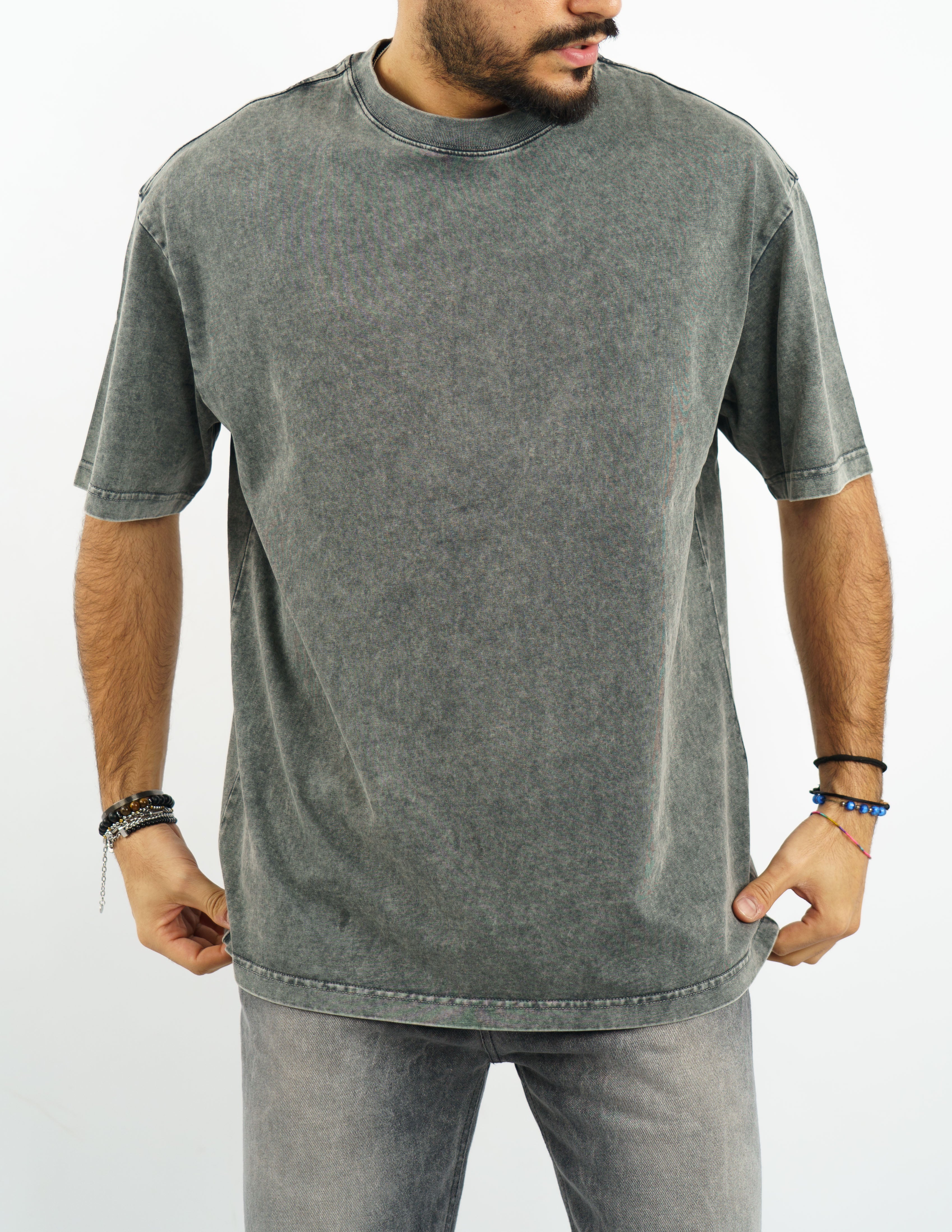 t-shirt manica corta effetto slavato