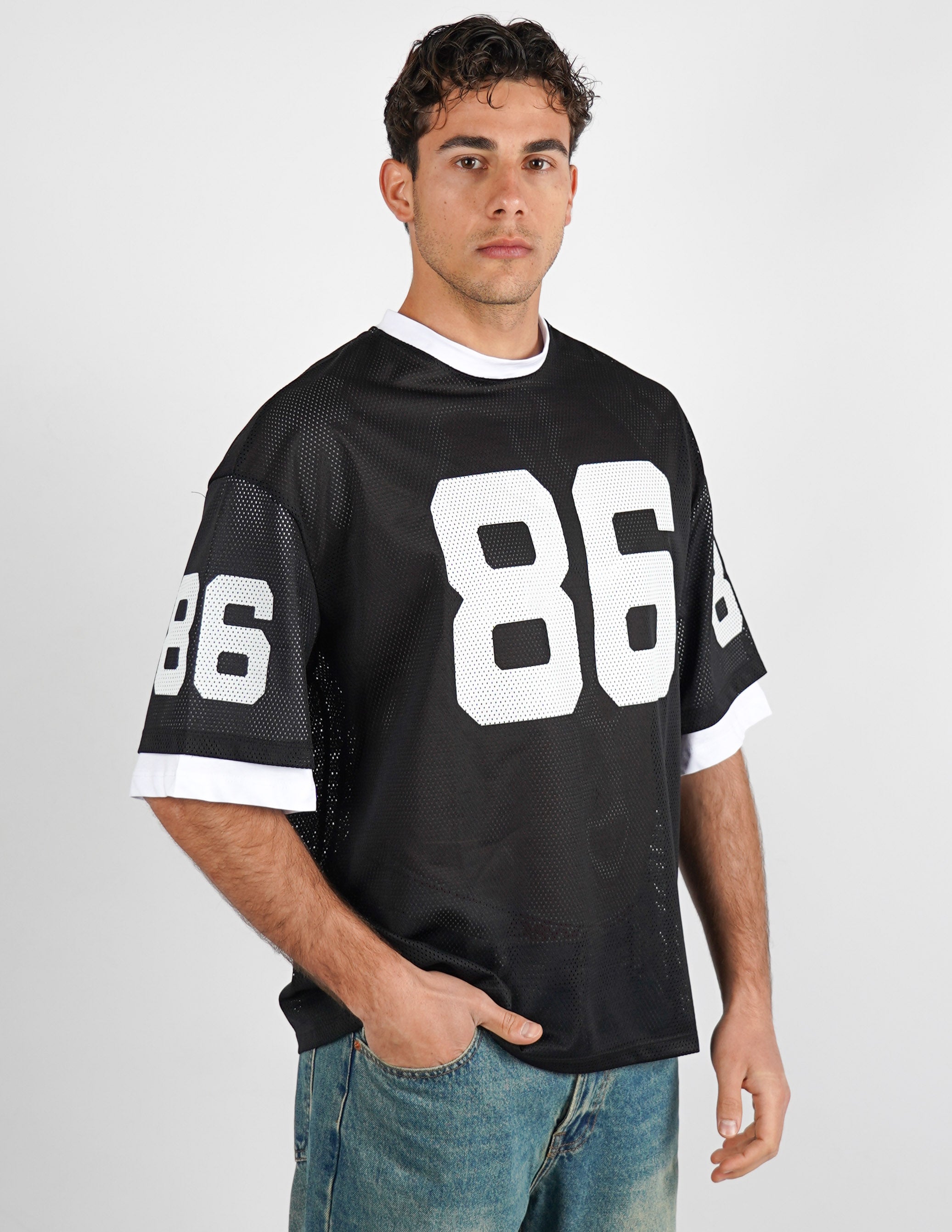 T-SHIRT GIROCOLLO IN RETE