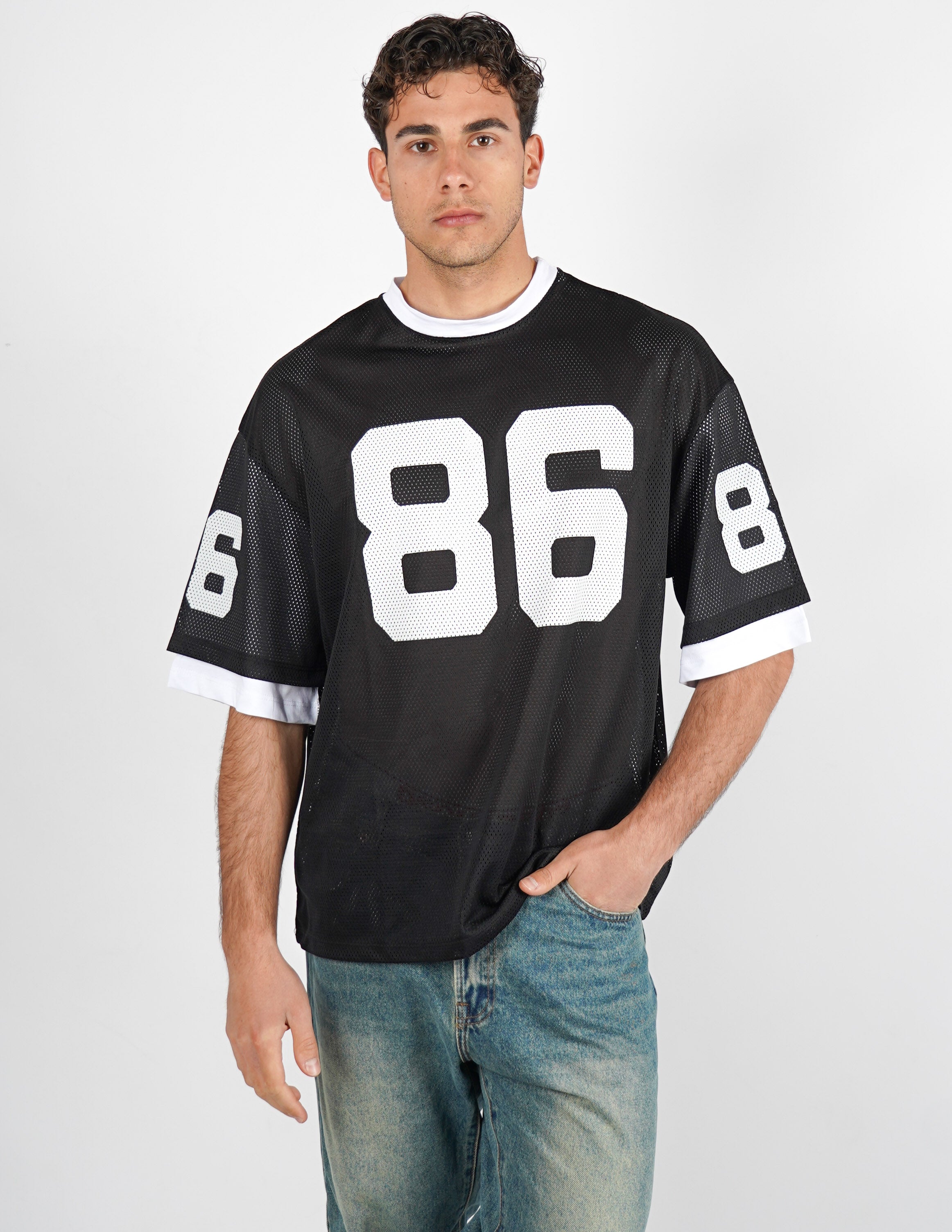 T-SHIRT GIROCOLLO IN RETE
