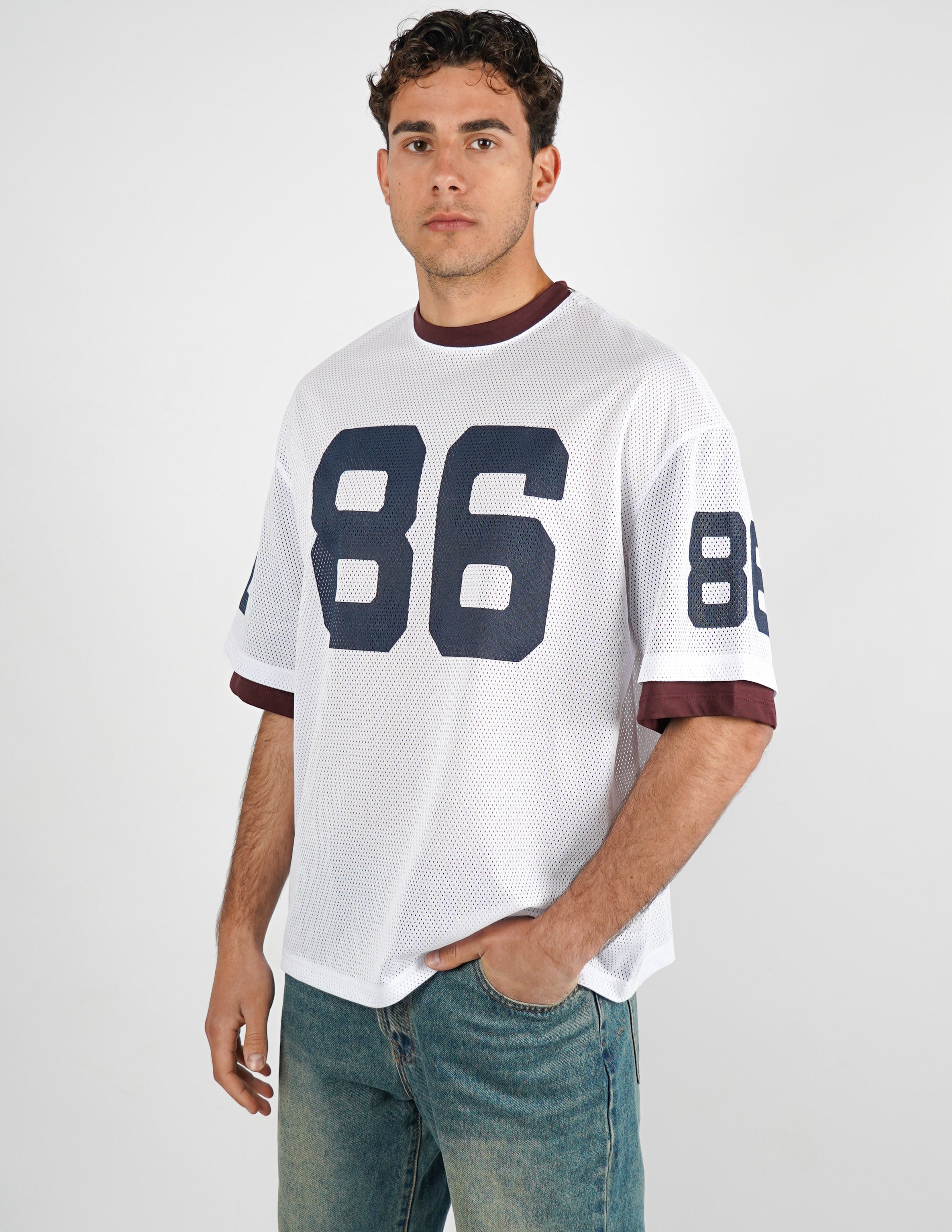 T-SHIRT GIROCOLLO IN RETE