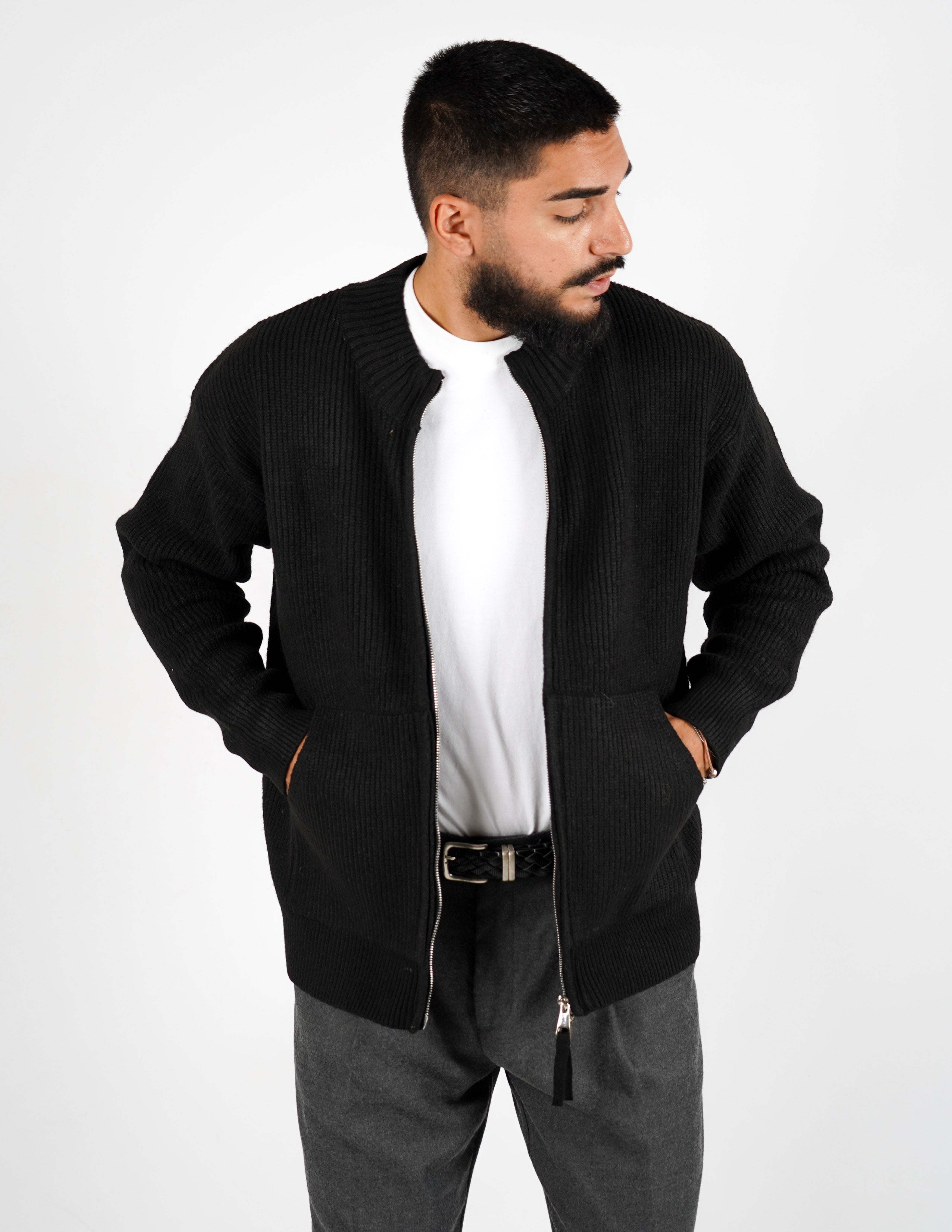 CARDIGAN CON ZIP MISTO LANA