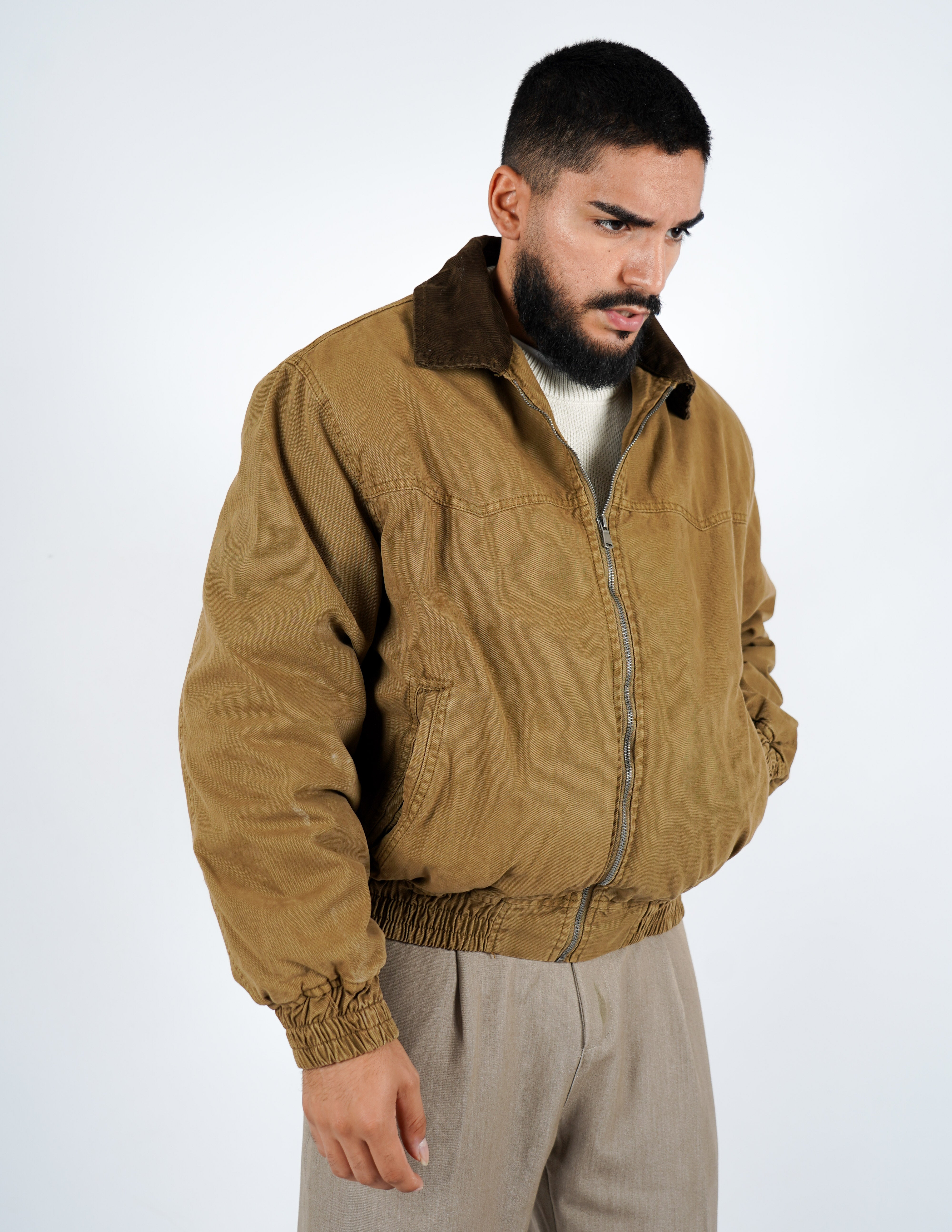 Giubbino regular con collo in velluto