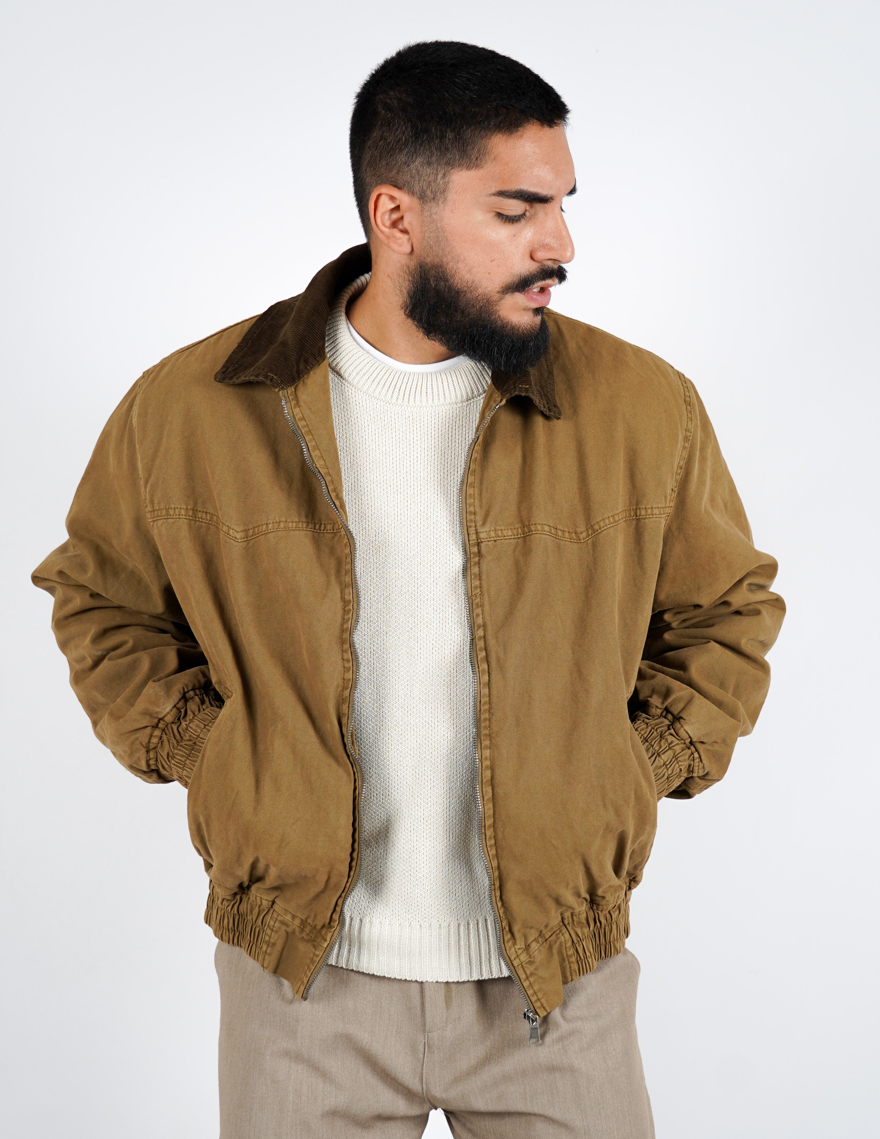 Giubbino regular con collo in velluto