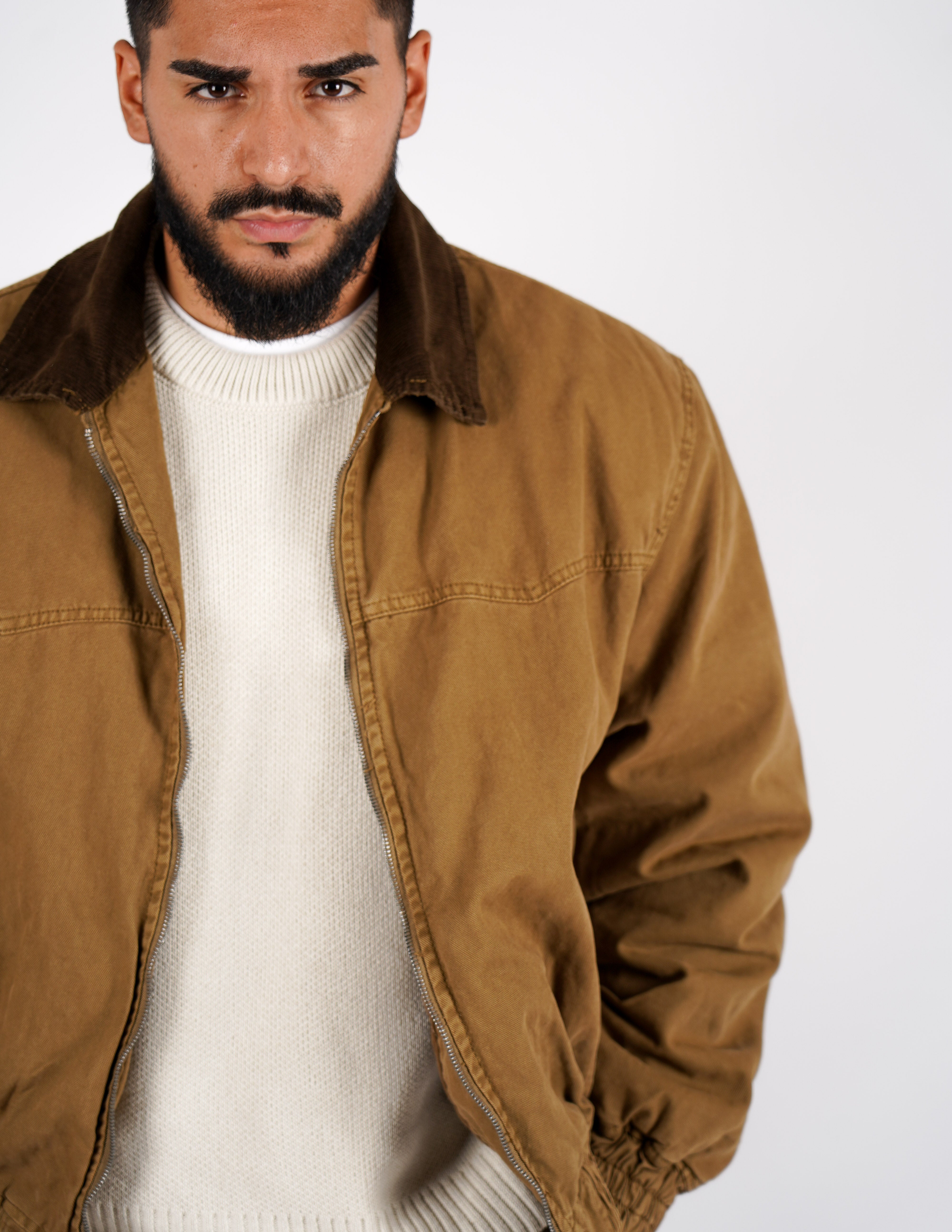 Giubbino regular con collo in velluto