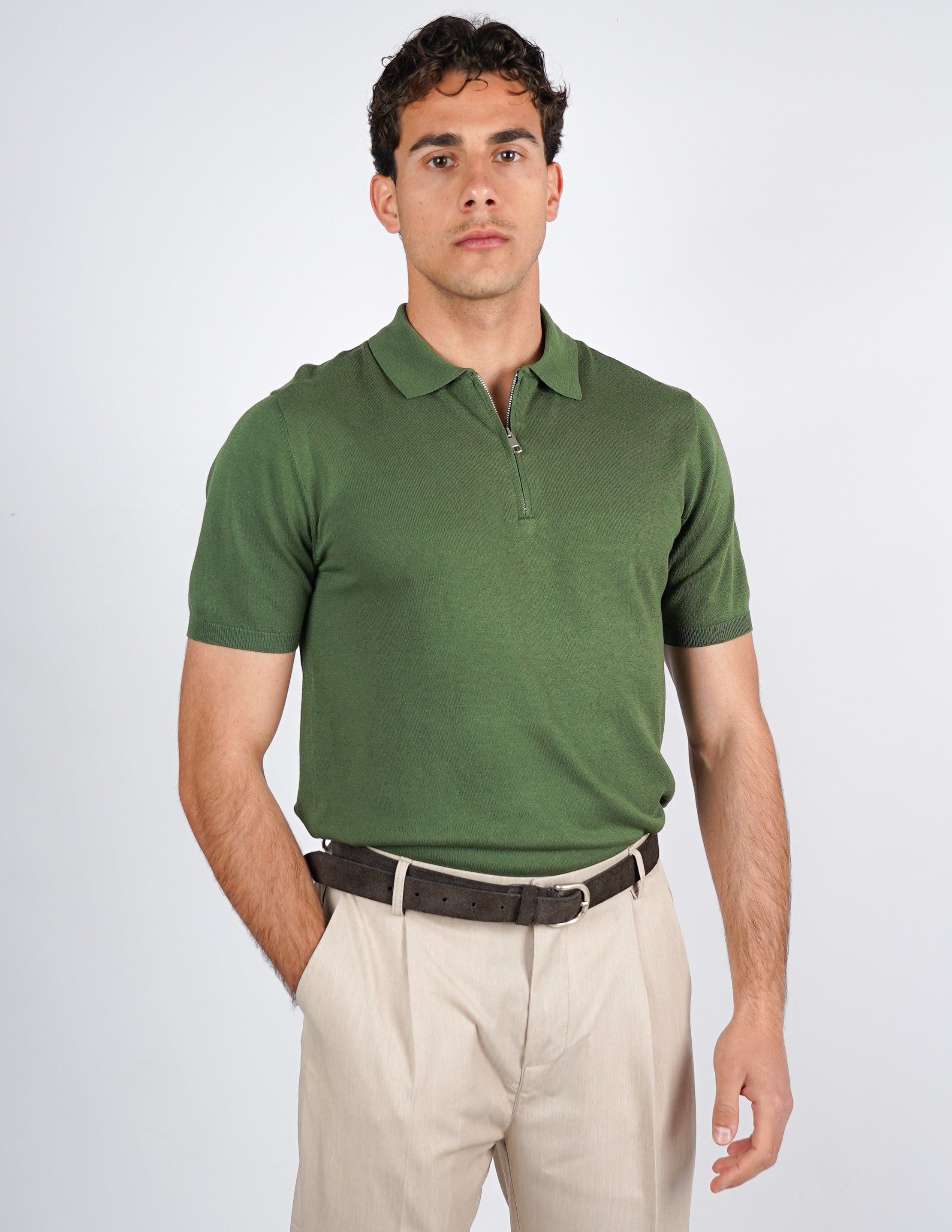Polo manica corta con zip