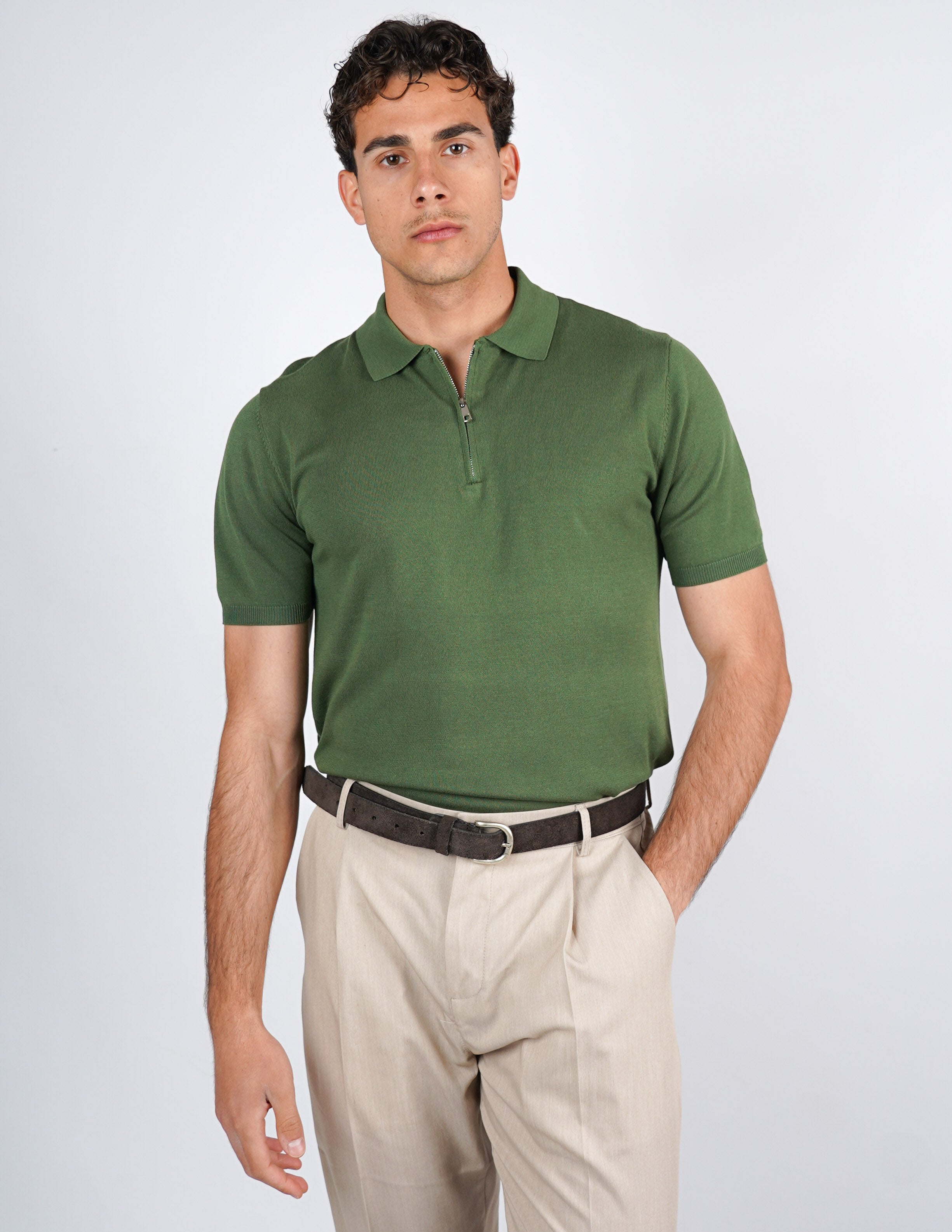 Polo manica corta con zip