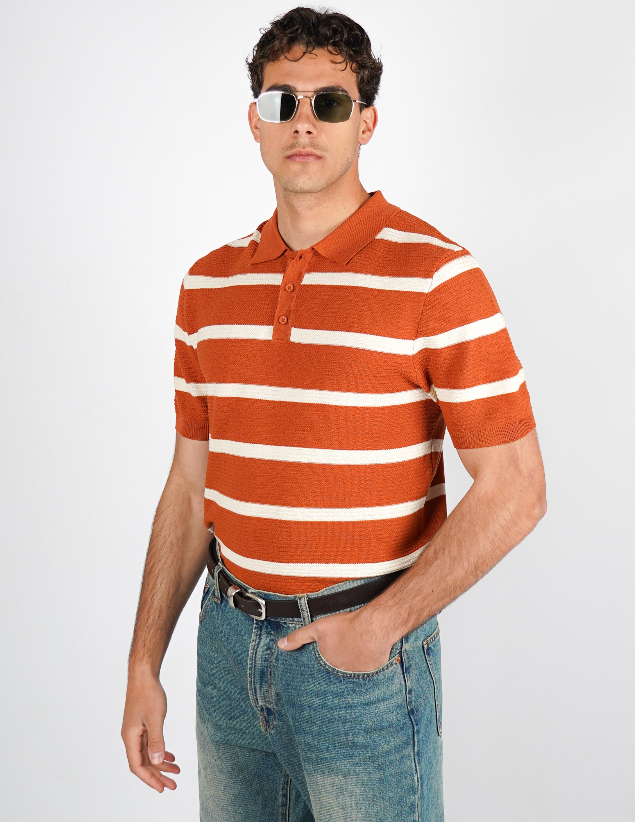polo in maglia a righe